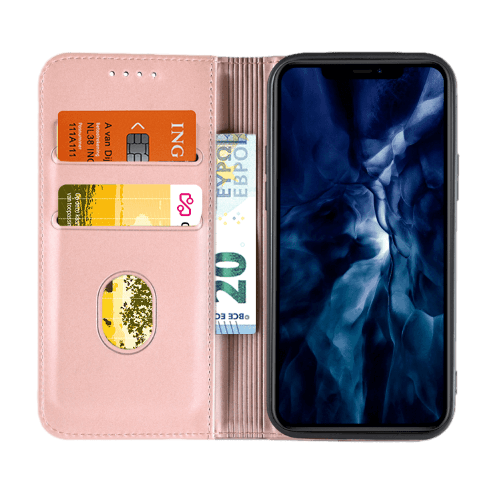 CaseBody iPhone 12 (Pro) Lux Bookcase Hoesje Roségoud