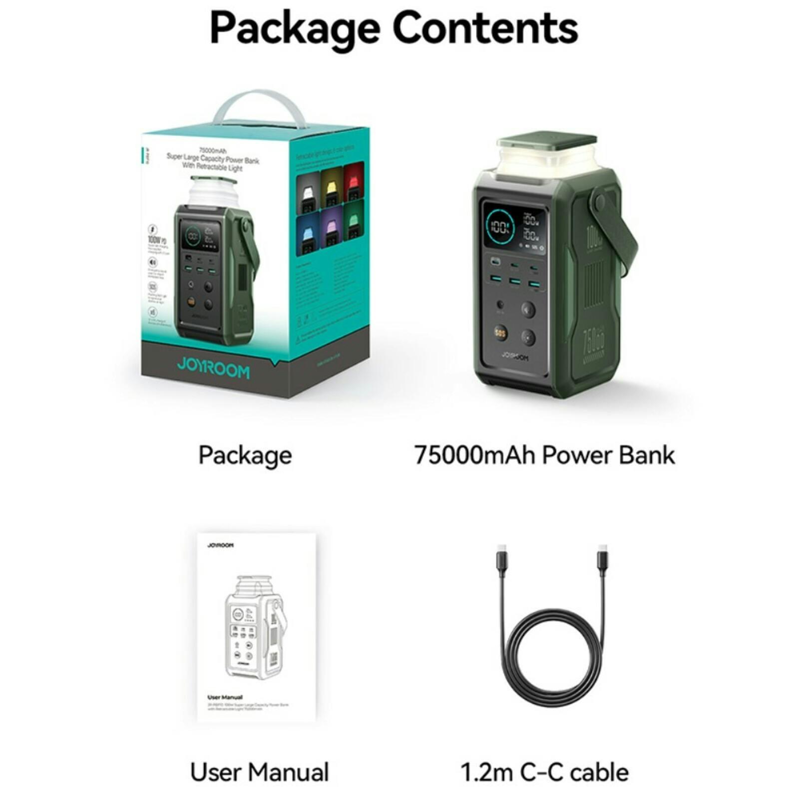 Joyroom 100W 75.000mAh Super Charge Outdoor Power Station Groen 75.000 mAh