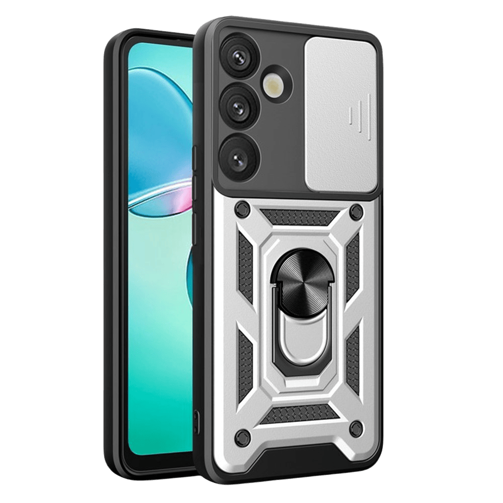 Amorus Samsung Galaxy S26 Shield Case met Camera-schuif Zilver