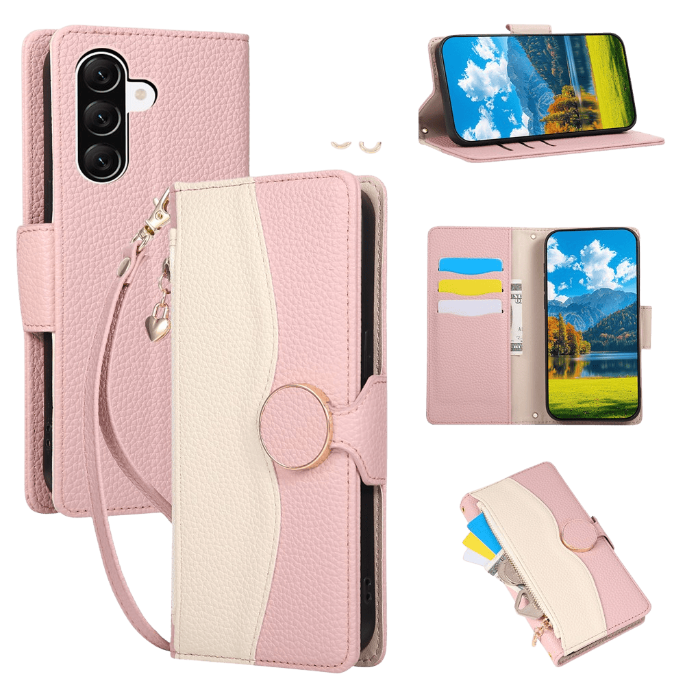 TwoTone Samsung Galaxy A57 Zipper Boek Hoesje Roze