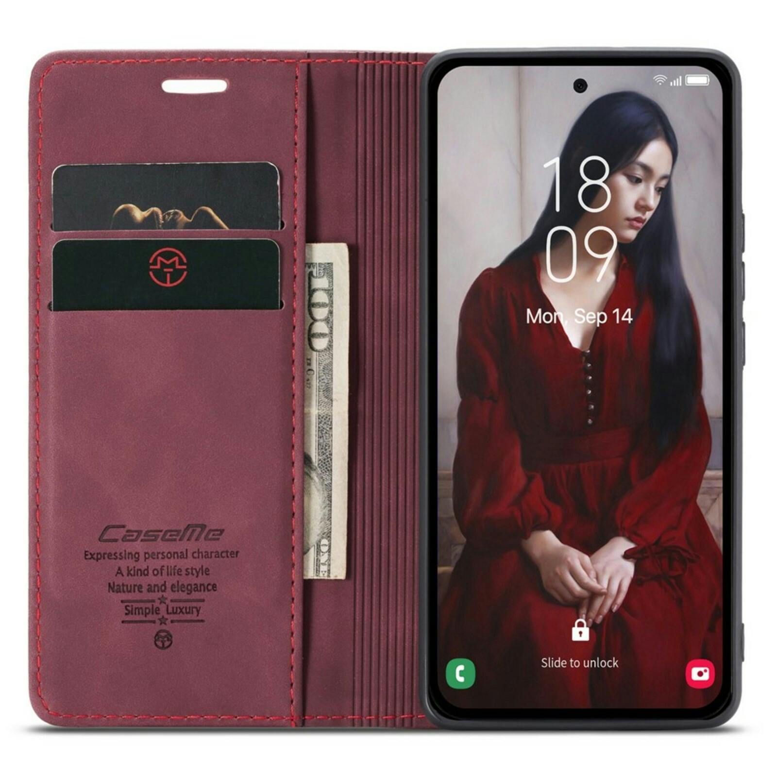 Caseme Samsung A35 Business Wallet Hoesje Rood