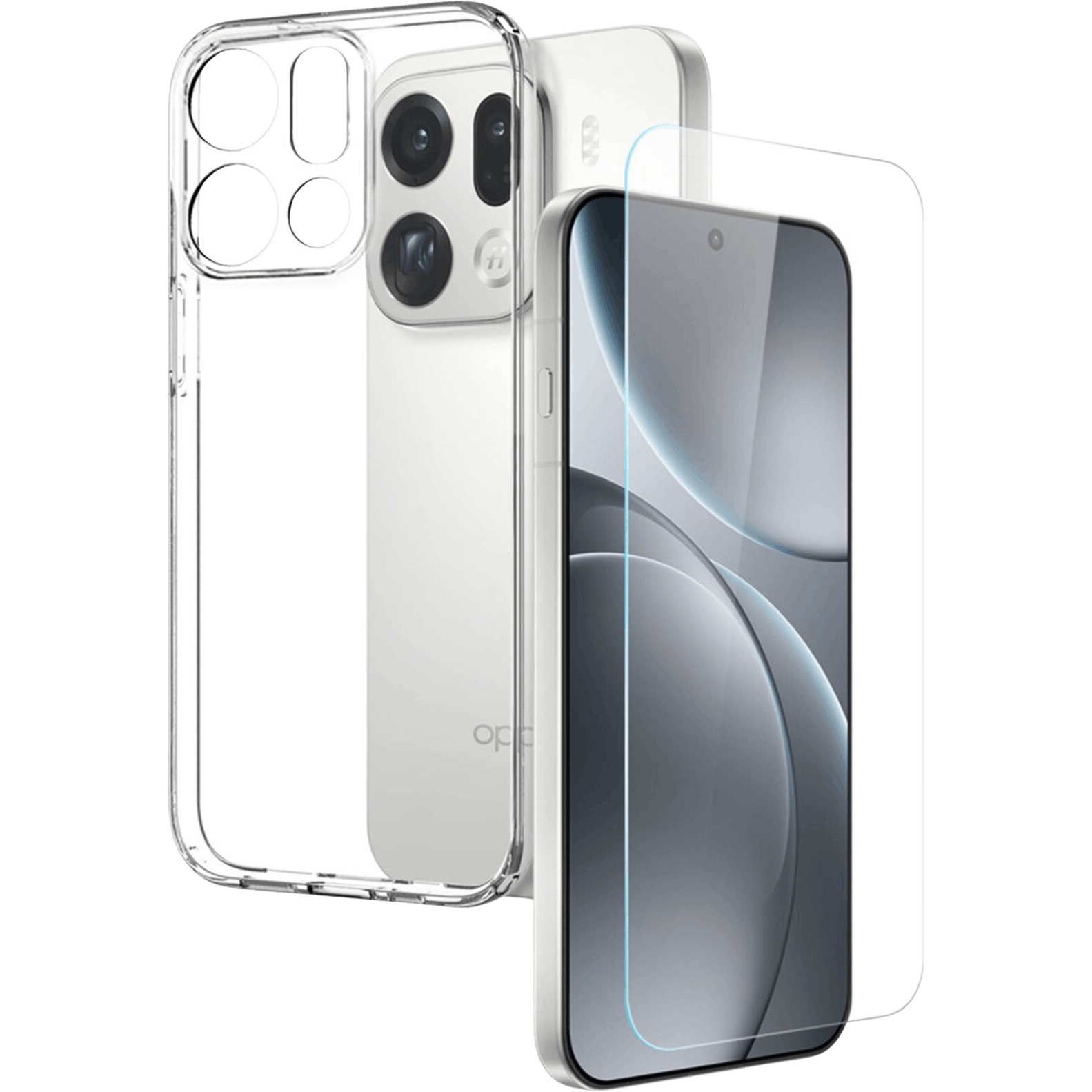 Northjo OPPO Find X9 Pro Hoesje en Screenprotector Transparant