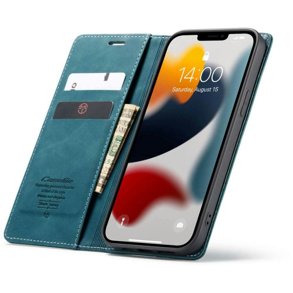 Caseme iPhone 13 Pro Max Retro Portemonnee Hoesje Blauw