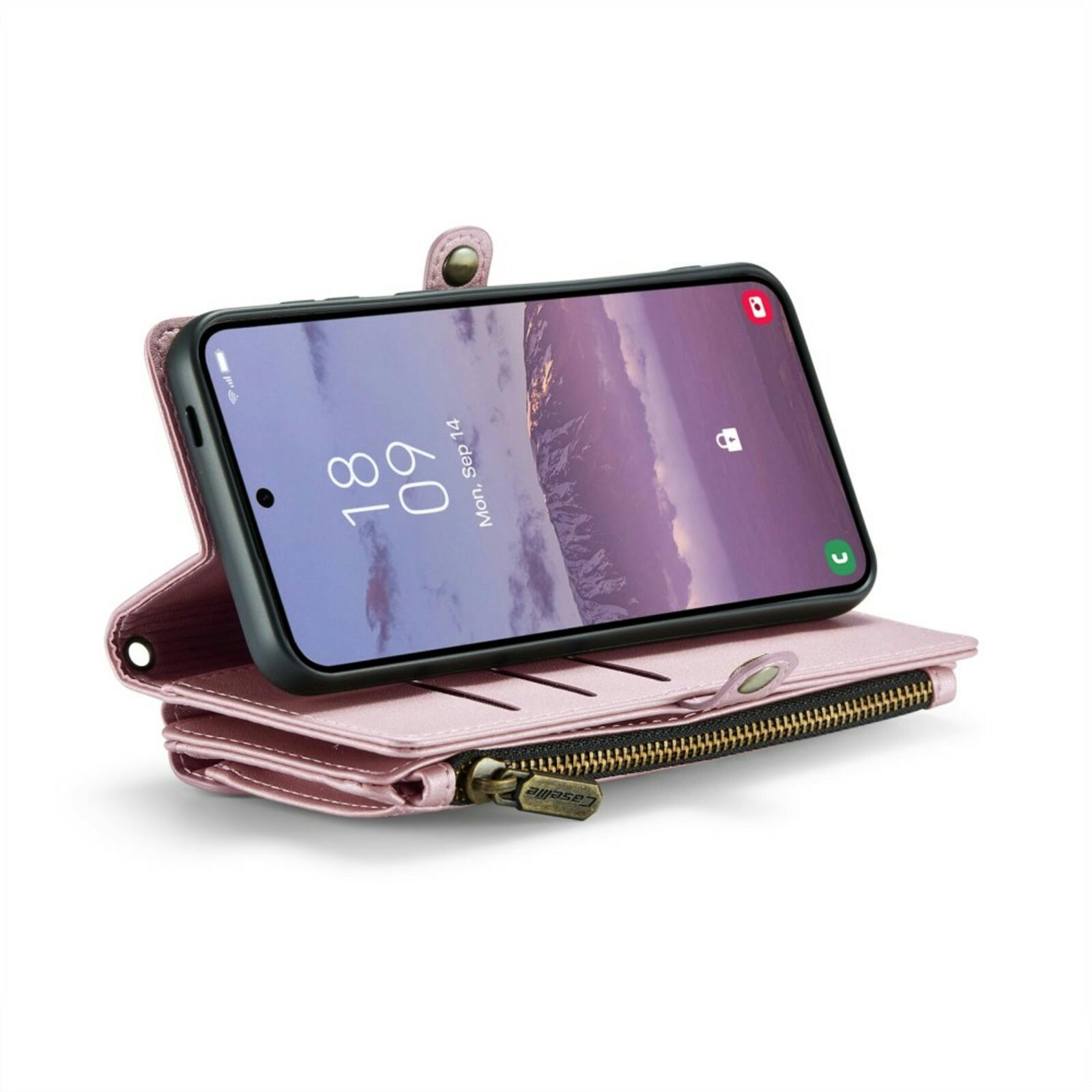 Caseme Samsung S24 FE Clutch Wallet met Koord Roze