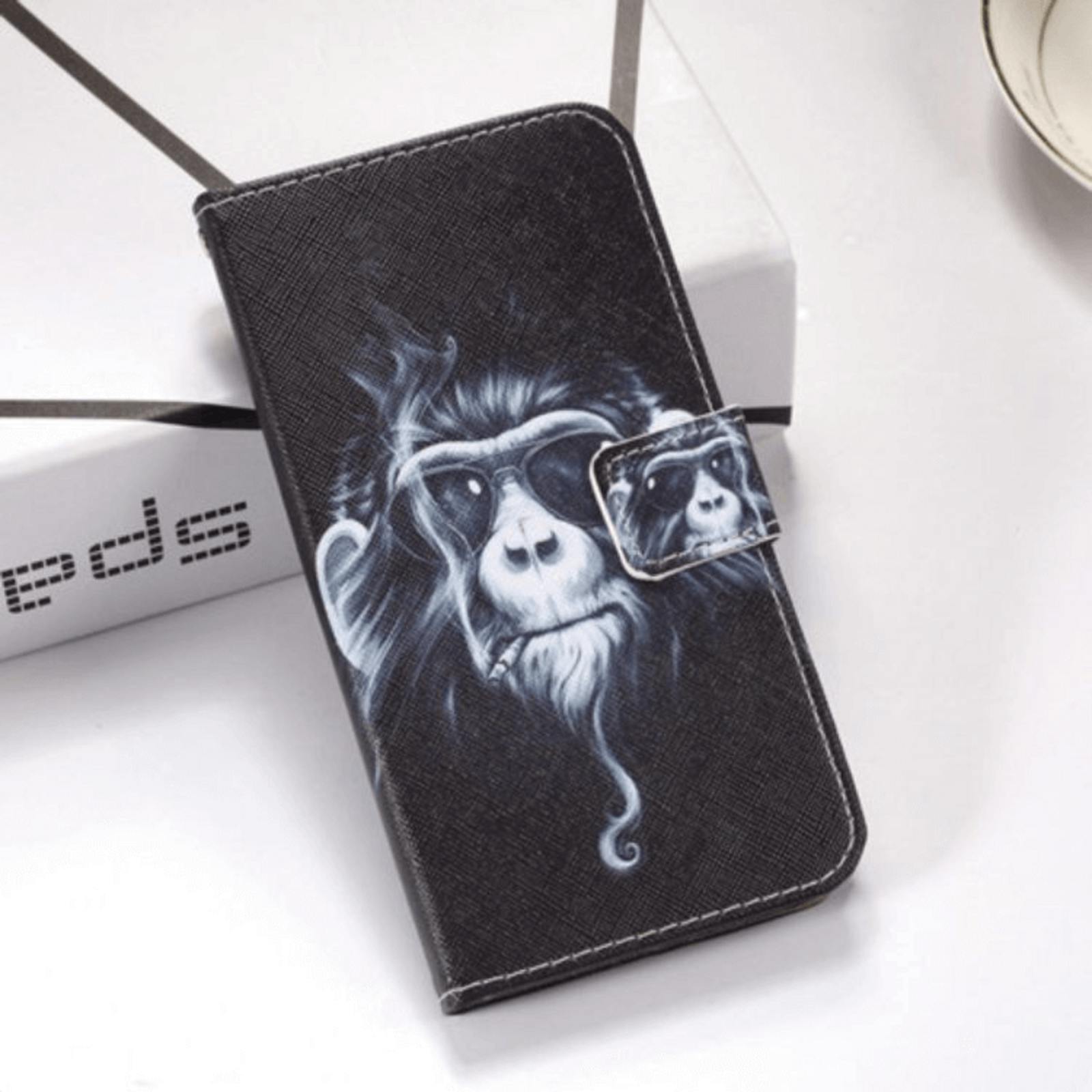 Comfycase Samsung Galaxy S10 Smoking Monkey Bookcase Hoesje Zwart