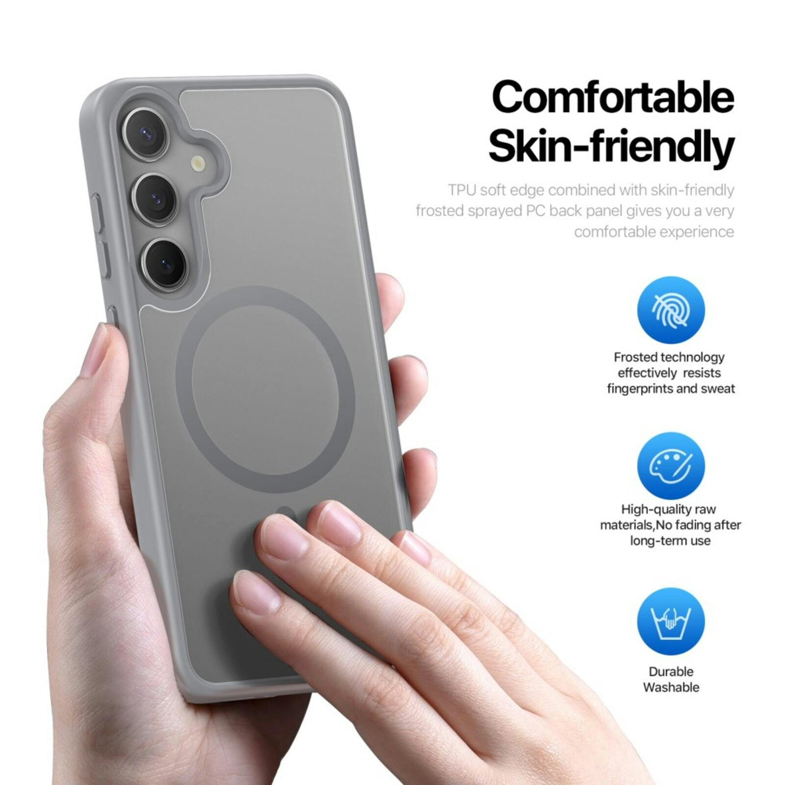 DUX DUCIS Samsung Galaxy S25 Mat MagSafe Hoesje Grijs