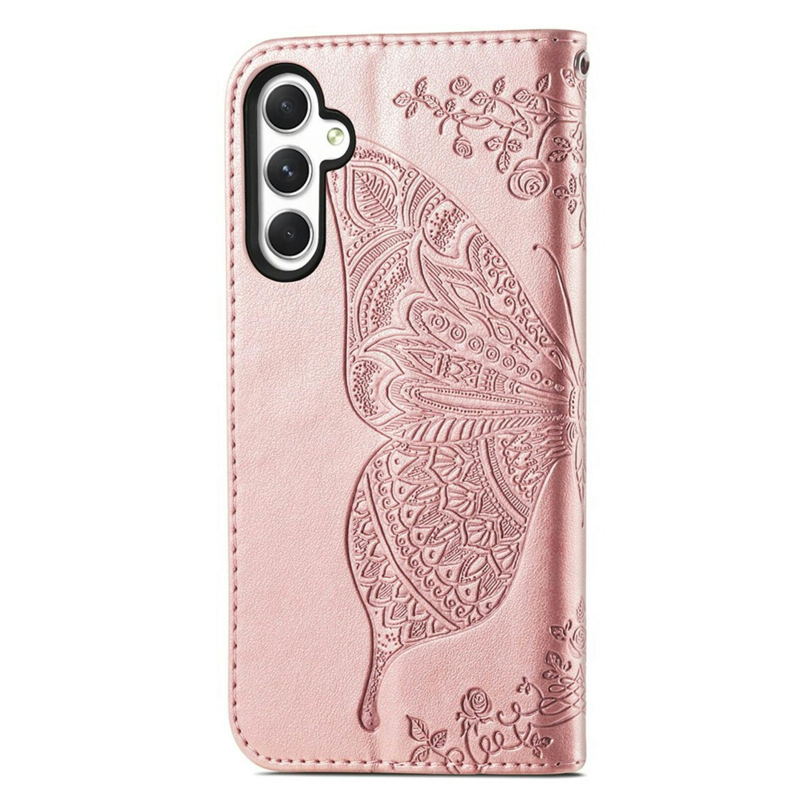 Comfycase Samsung A55 Butterfly Gravure Book Hoesje Roze