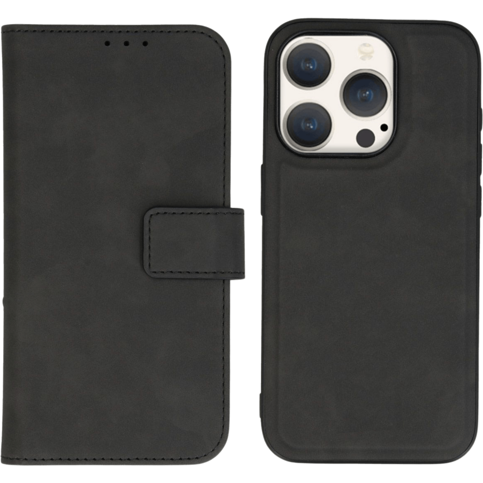 Kees iPhone 15 Pro Luxe 2-in-1 Portemonnee Hoesje Zwart