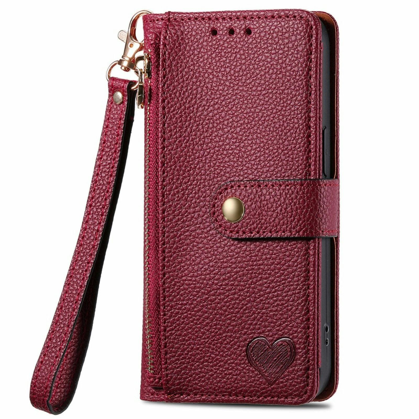 Mocaa Samsung Galaxy S24 Love Heart Wallet Hoesje Rood