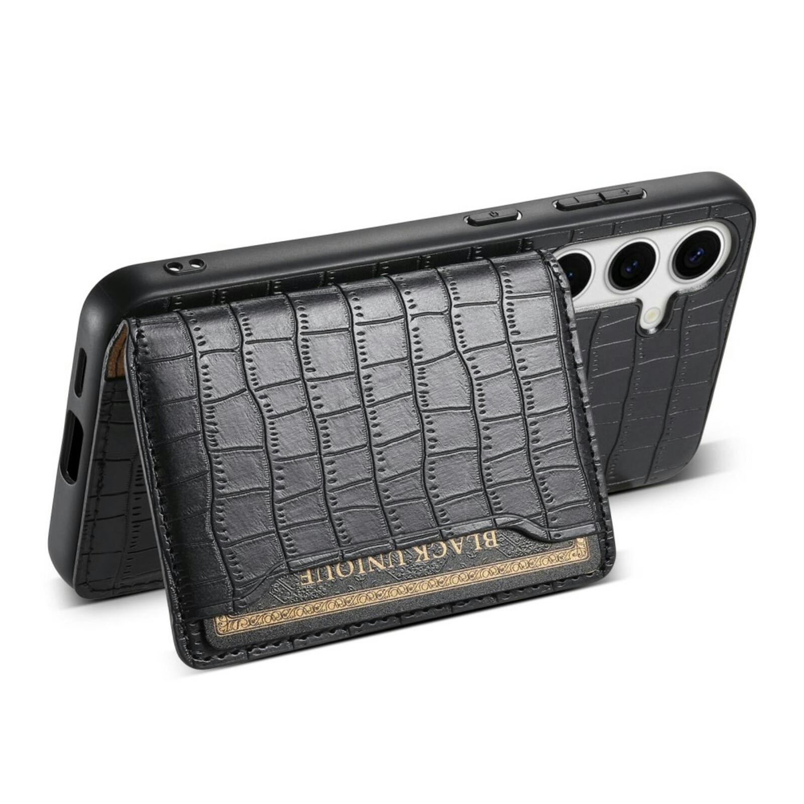 Mocaa Samsung Galaxy S24 Plus Card Holder Backcover Croc Zwart