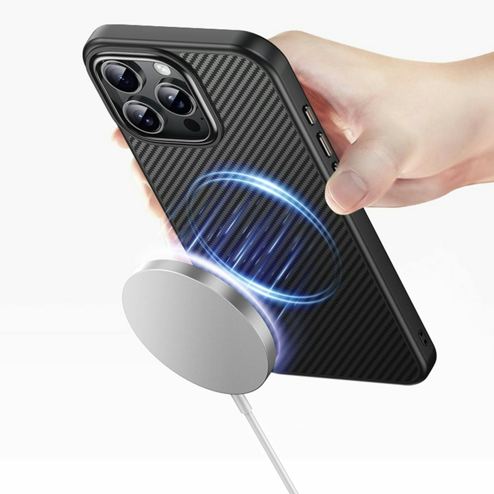 Mocaa iPhone 16 Pro Slim Carbon Pantser MagSafe Case Zwart