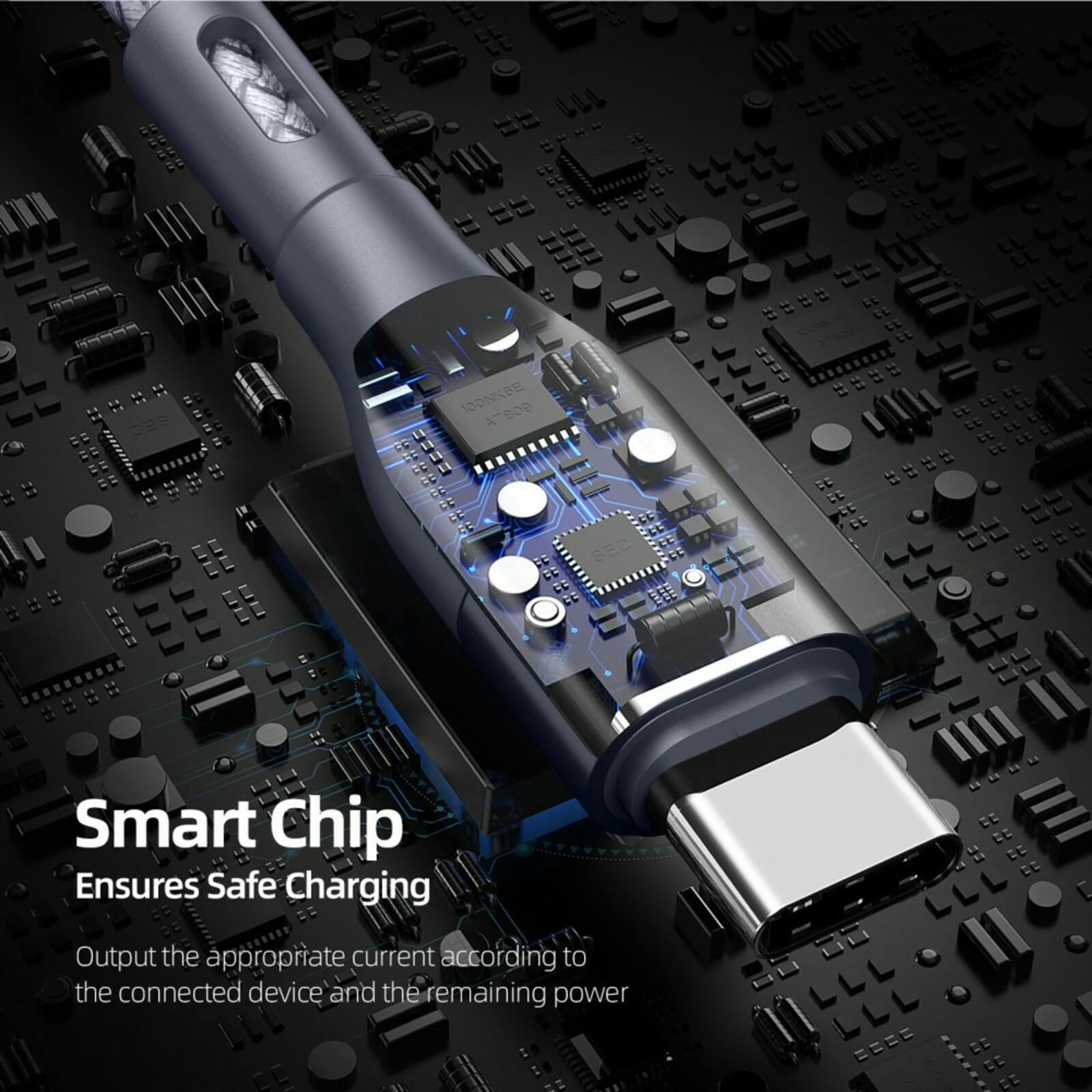 Duzzona Gewoven USB-A naar USB-C High Speed Oplaad + Datakabel Grijs 2m