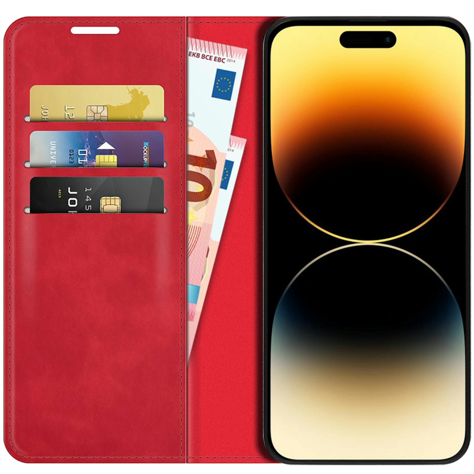 Just in Case iPhone 15 Pro Max Magnetisch Portemonnee Hoesje Rood