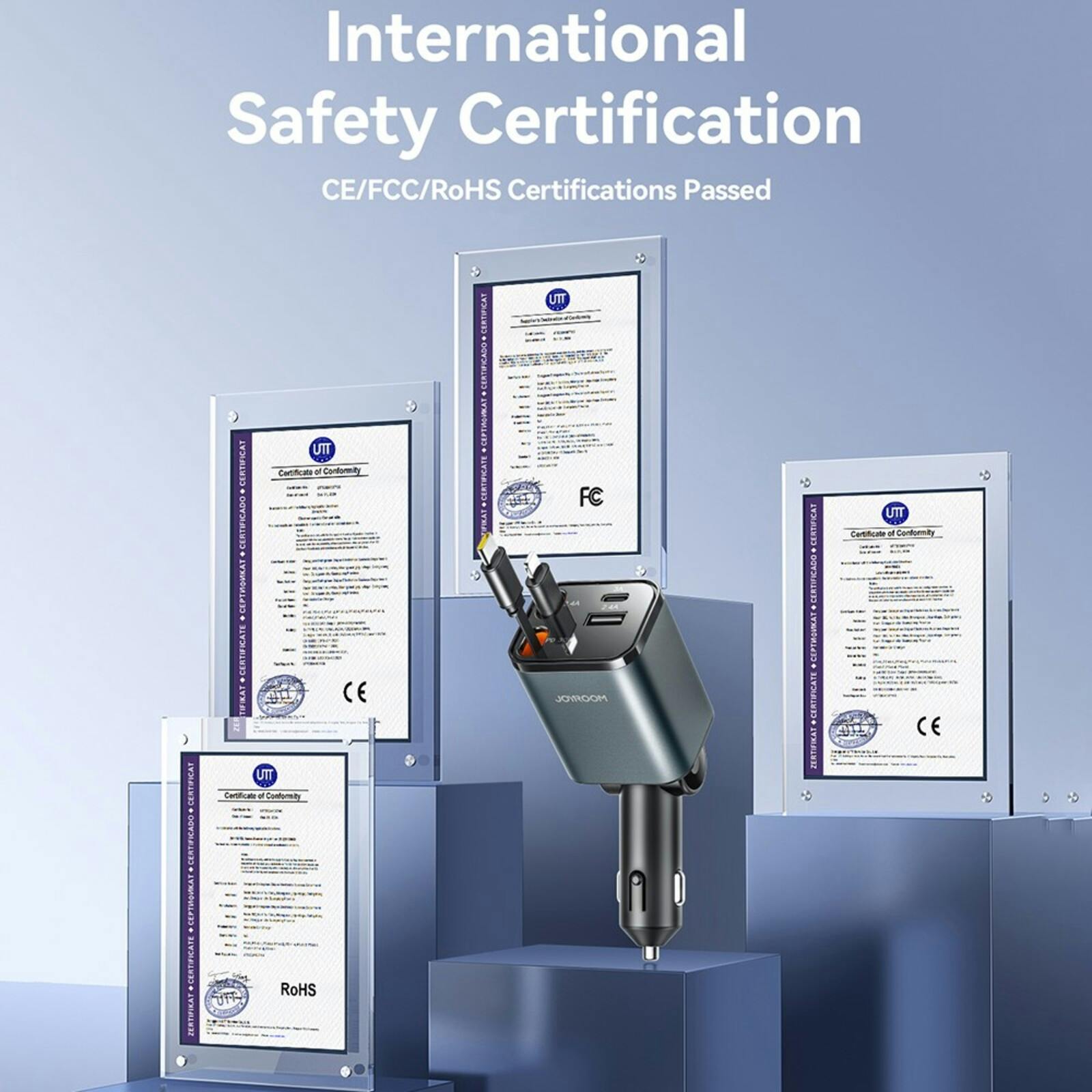 Joyroom 50W 4 in 1 Car Charger met Kabels Zwart