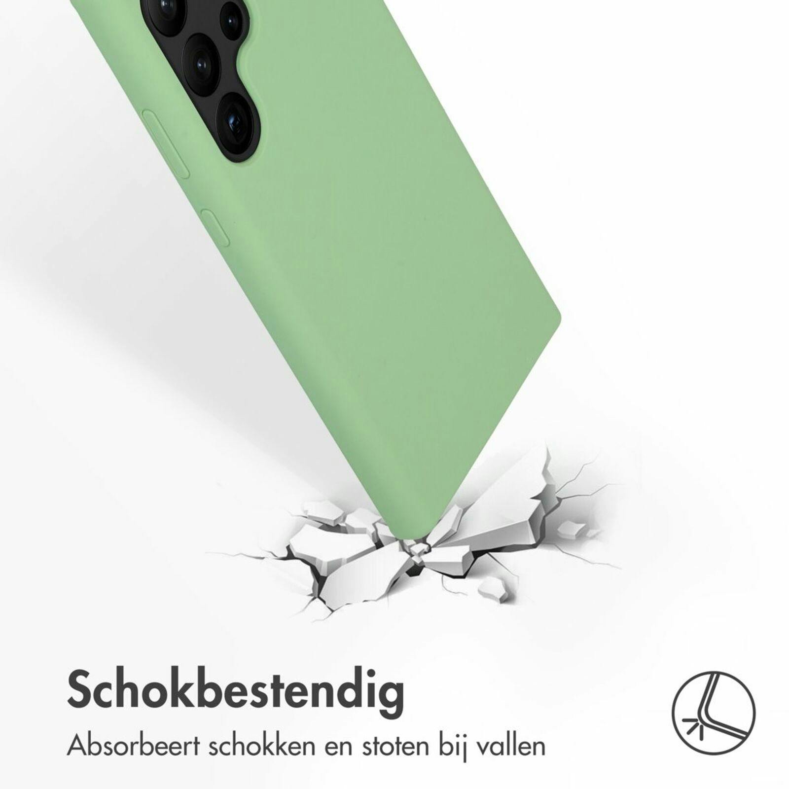 Accezz Galaxy S23 Ultra Liquid Siliconen Hoesje Groen - Achterkant