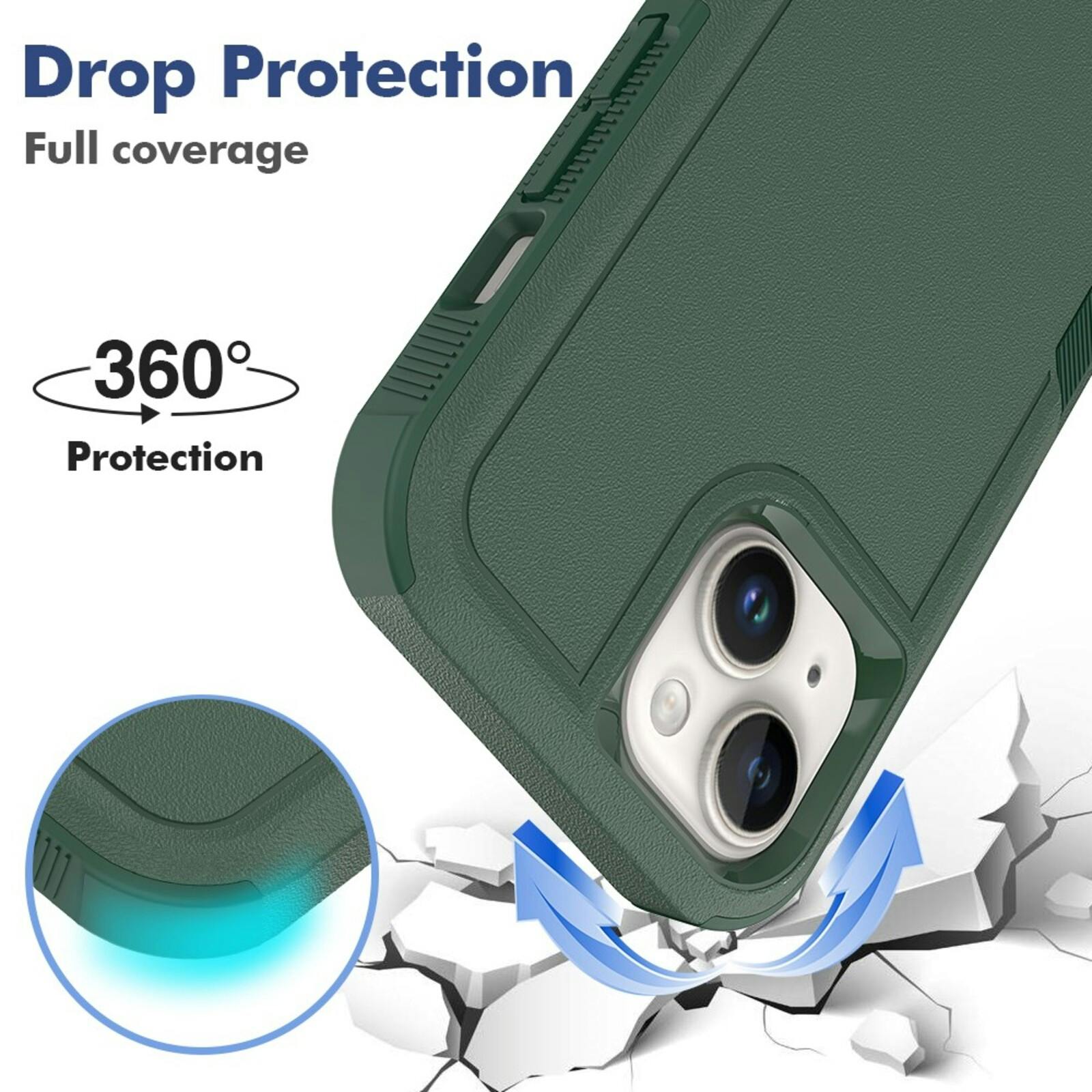 CaseBody Apple iPhone 15 Rugged Armor Back Cover Donkergroen
