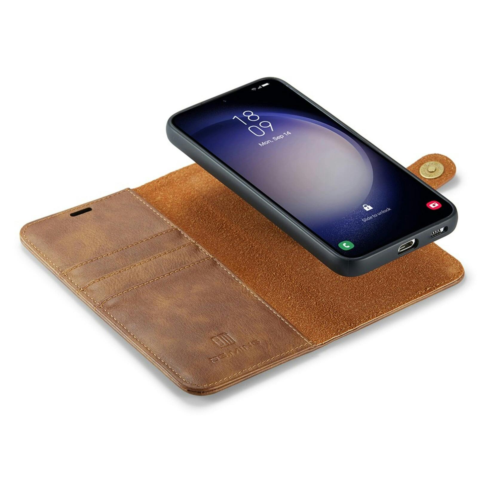 DG.MING Samsung Galaxy S25 Lederen 2-in-1 Wallet Hoesje Bruin