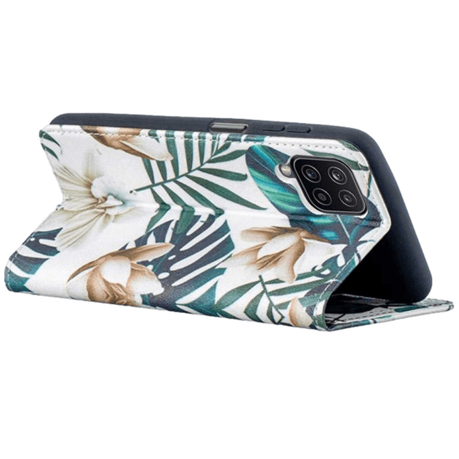 Mocaa Samsung Galaxy A12 Magnetisch Floral Bookcase Hoesje Meerkleurig