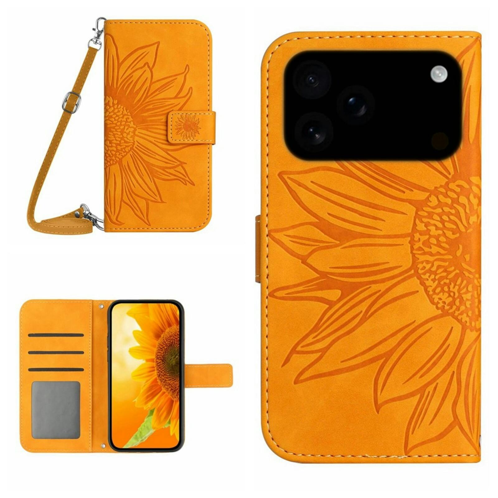 Mocaa Apple iPhone 17 Pro Max Sunflower Bookcase met Koord Geel