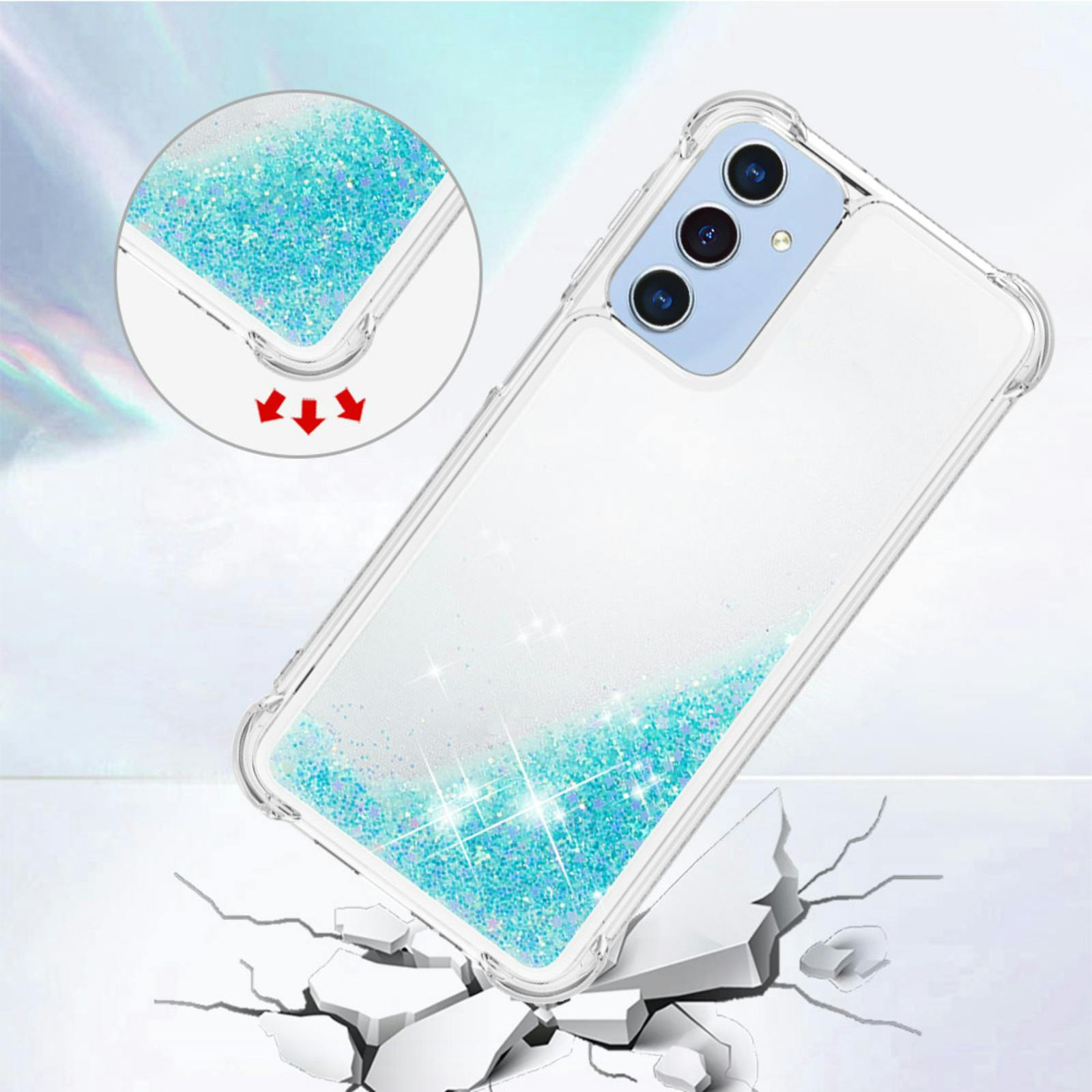 Mocaa Samsung Galaxy A17 (5G) Valbestendig Glitter Hoesje Blauw