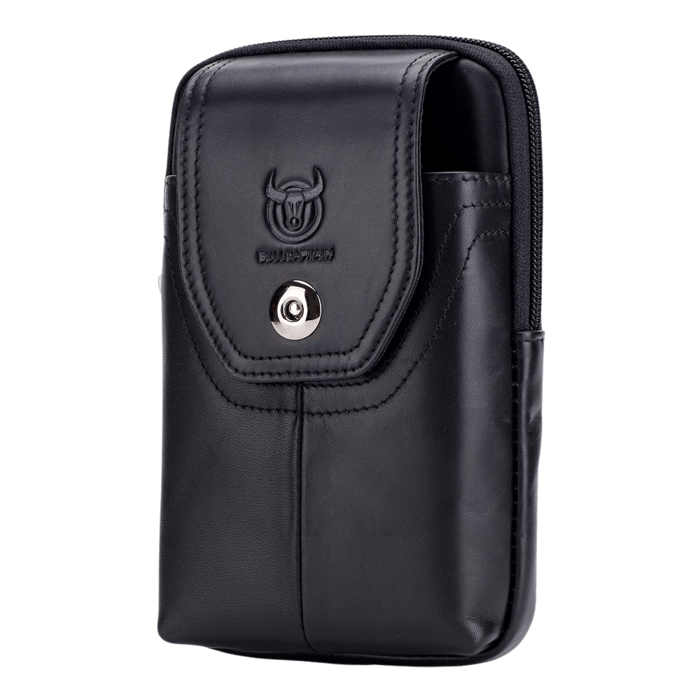 Bullcaptain Vertical Leather Smartphone Pouch Zwart L