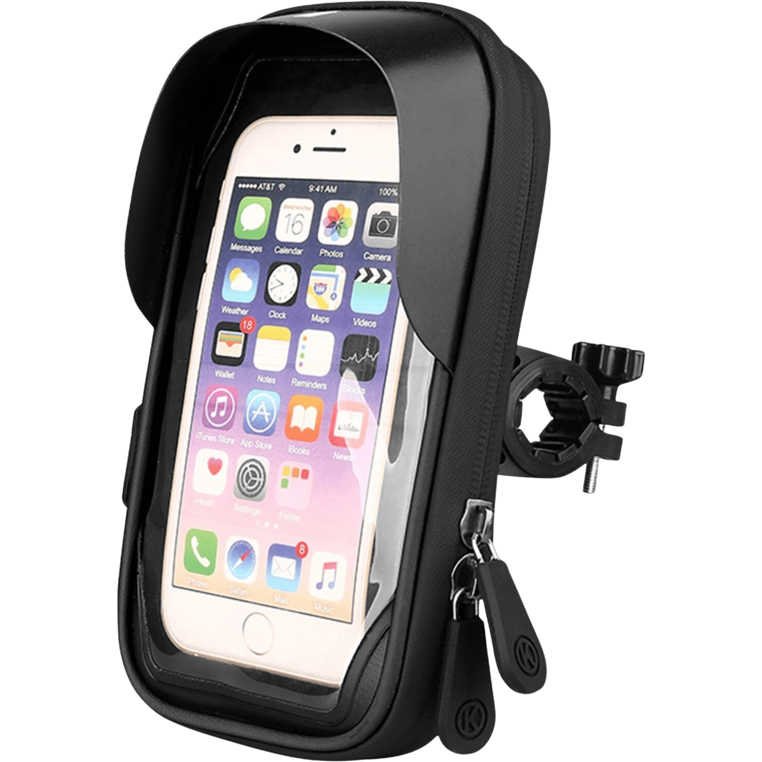 Mocaa Waterdichte Fietshouder met Zipper Bag Zwart