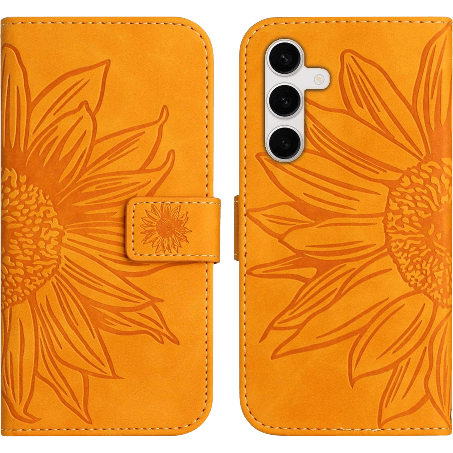 Mocaa Samsung Galaxy S25 FE Sunflower Bookcase met Koord Geel