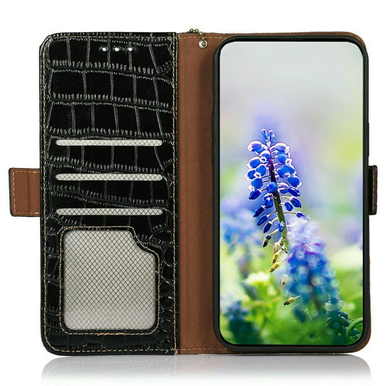 Mocaa Apple iPhone 17 Croco Book Case Leer Zwart