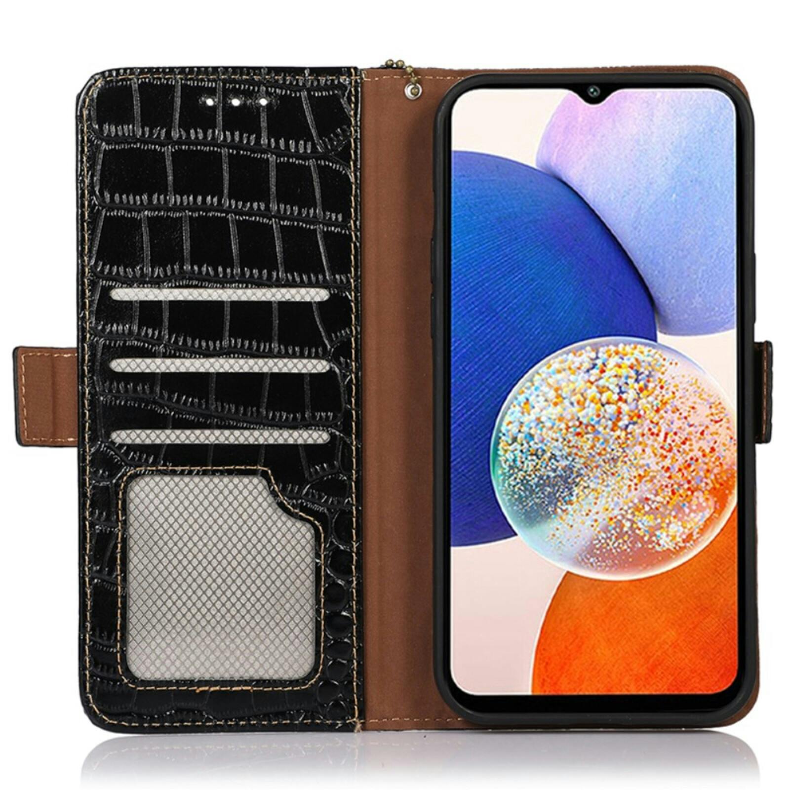 Mocaa Samsung Galaxy S25 / S24 Croco Book Case Leer Zwart
