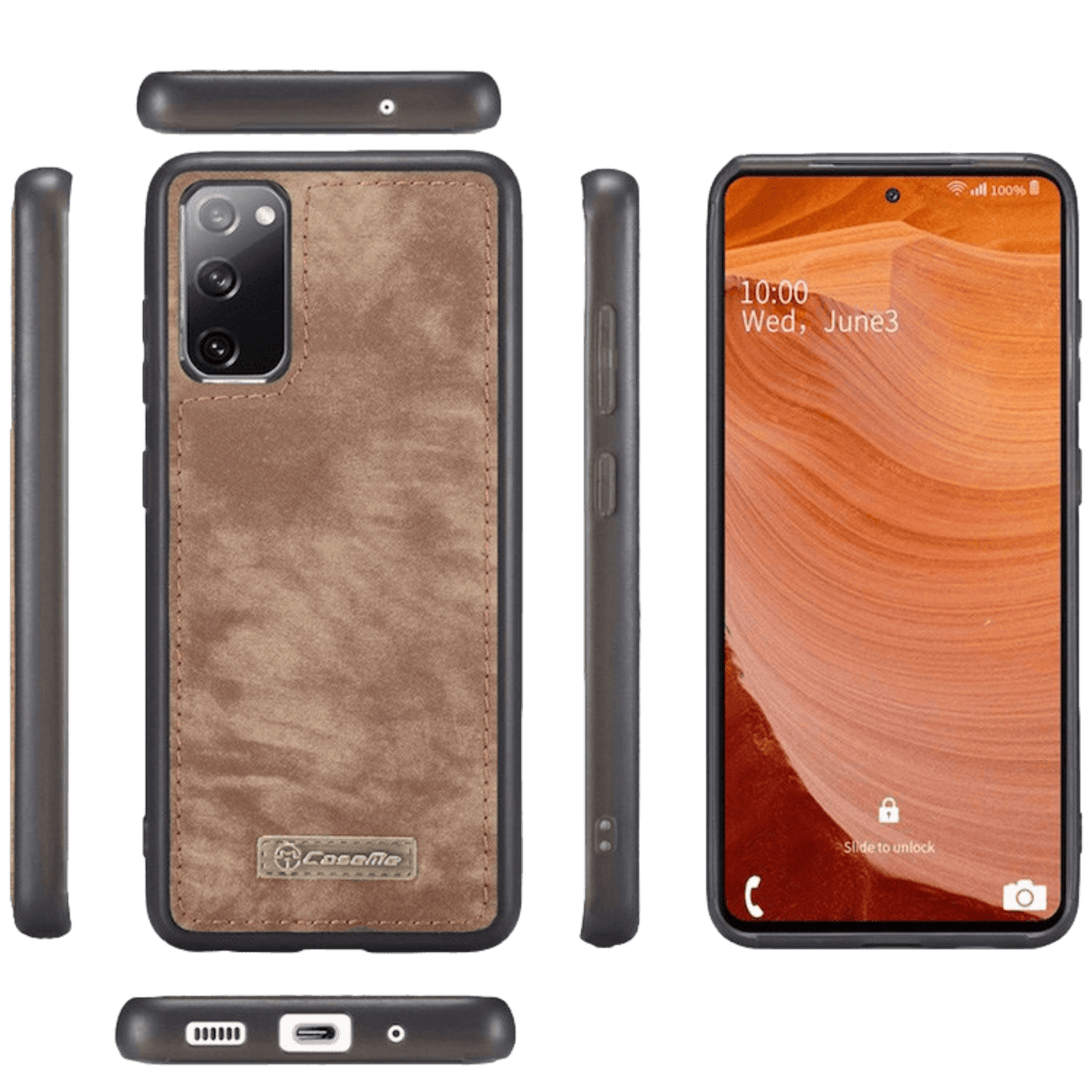 Caseme Samsung Galaxy S20 Vintage Hoesje Bruin