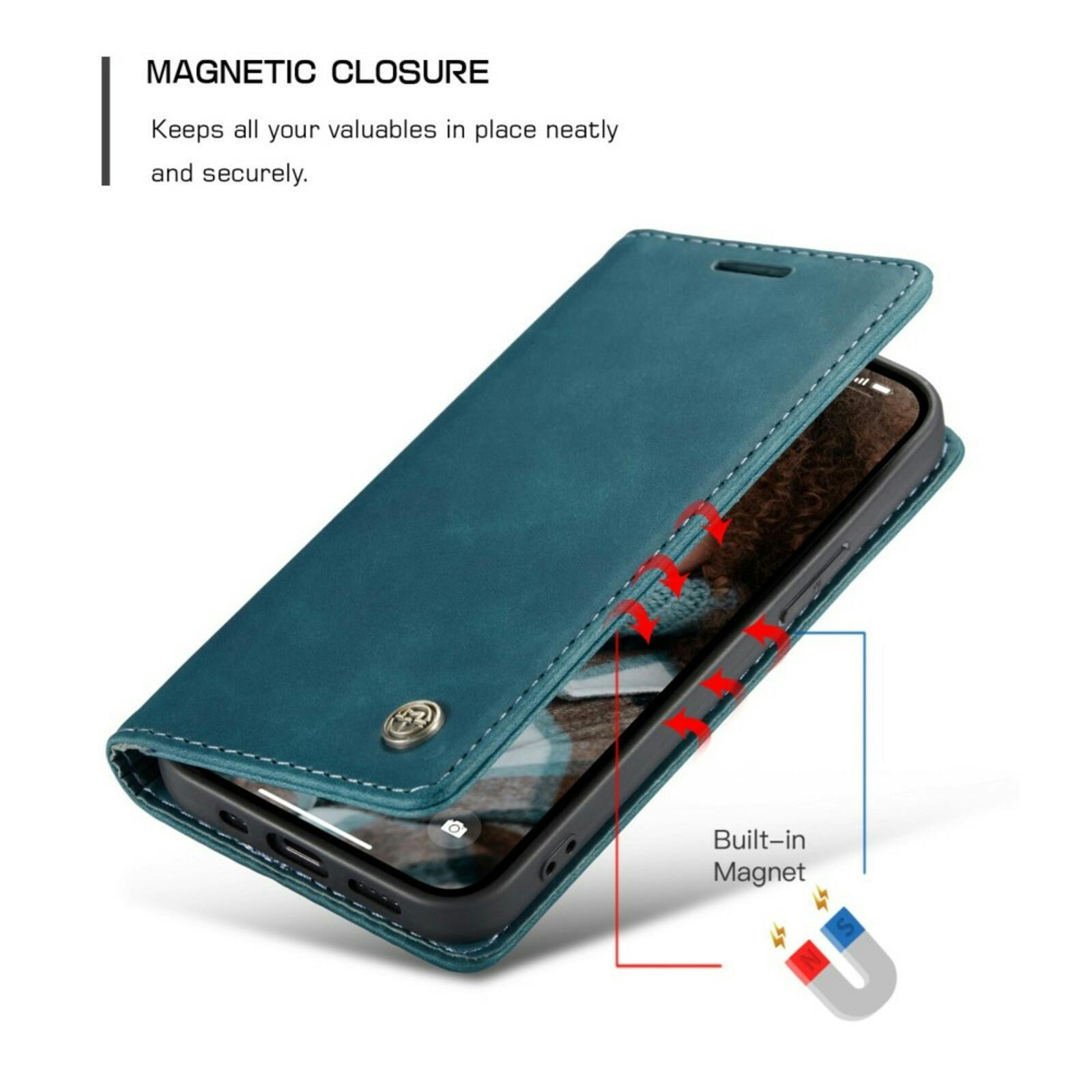 Caseme iPhone 13 Business Wallet Bookcase Hoesje Blauw