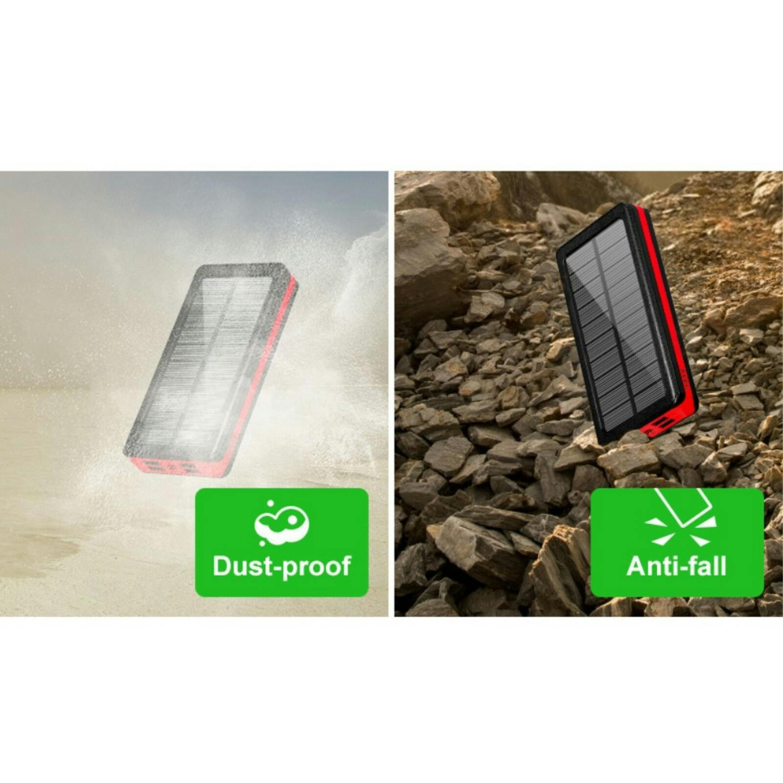 PSOOO 20.000mAh Solar Powerbank met Draadloos Laden Rood 20.000 mAh