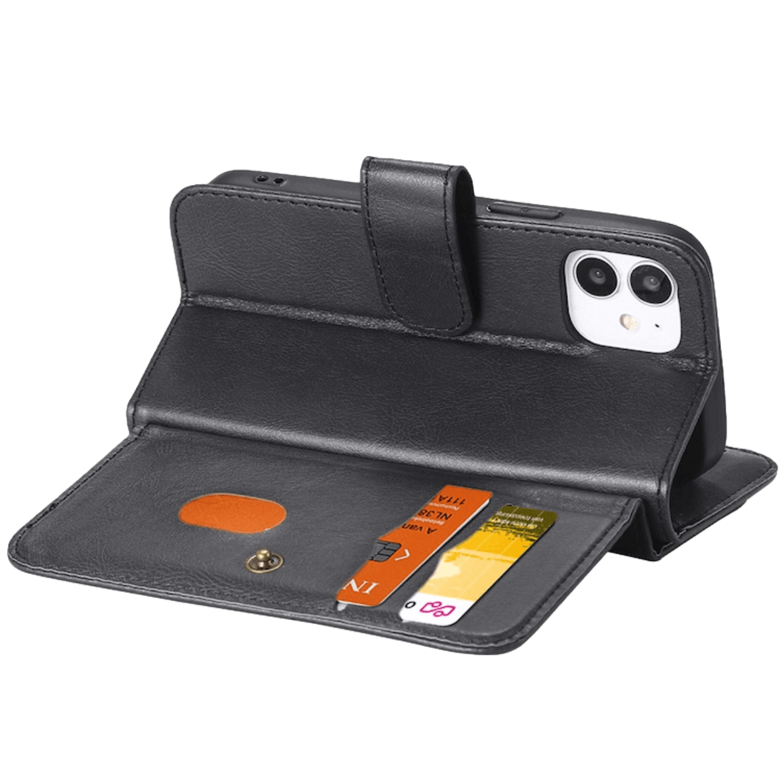 TwoTone iPhone 12 (Pro) Luxury Wallet Zwart