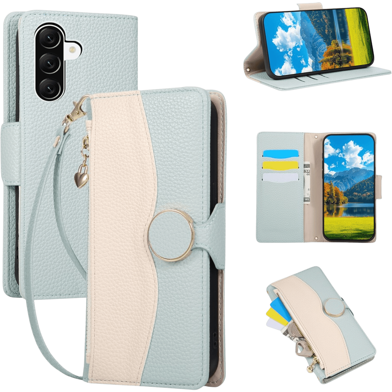 TwoTone Samsung Galaxy A56 Zipper Boek Hoesje Groen