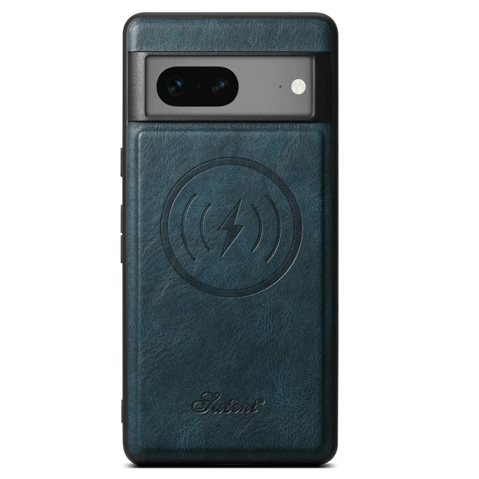 Suteni Google Pixel 8 Backcover met Afneembare Wallet Blauw