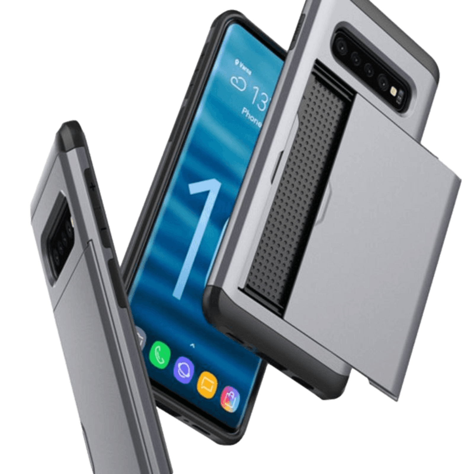 Slide Case Samsung Galaxy S10 Hoesje met Pashouder Zilver