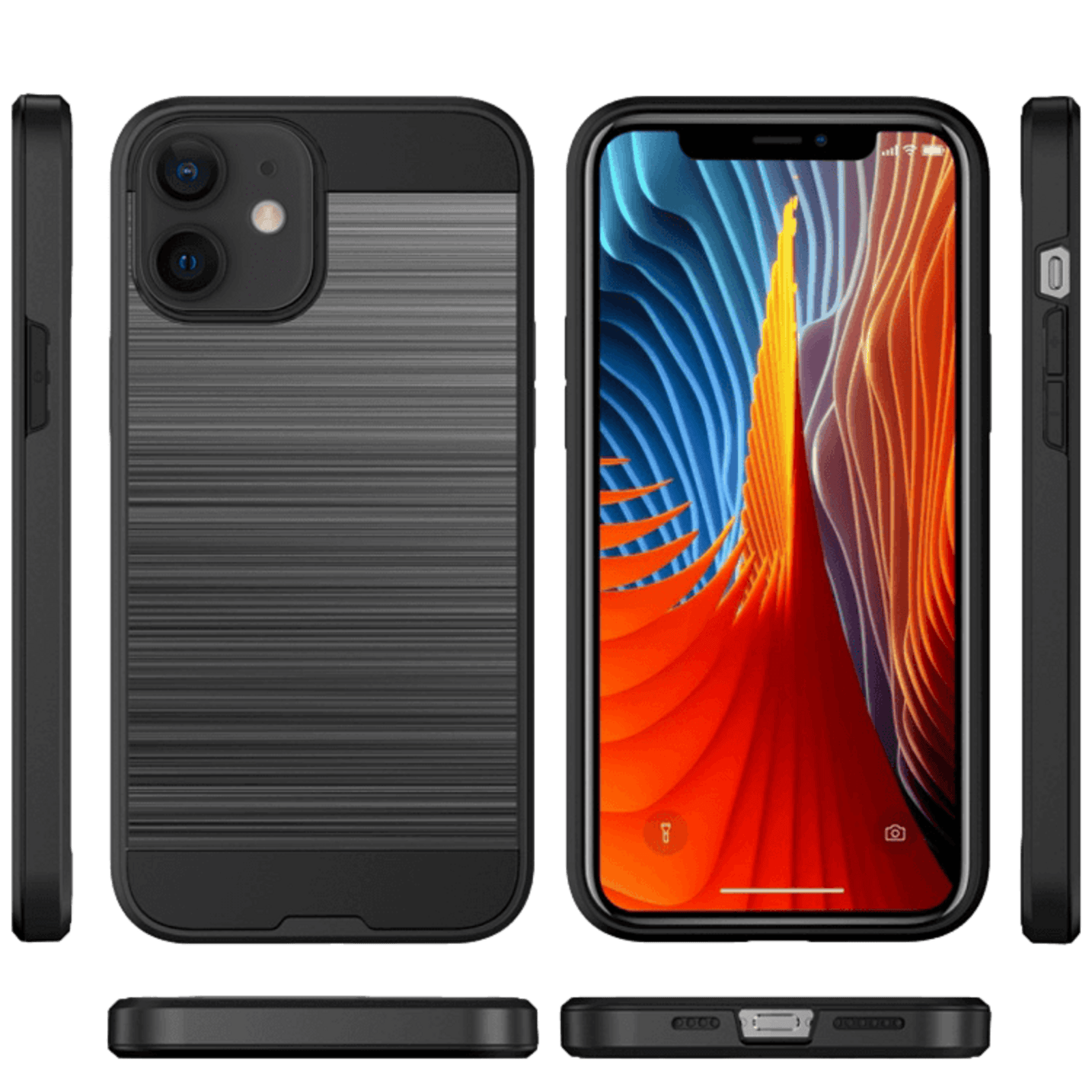 CaseBody Iphone 12 Mini Stevig Dual Layer Beschermhoesje Zwart