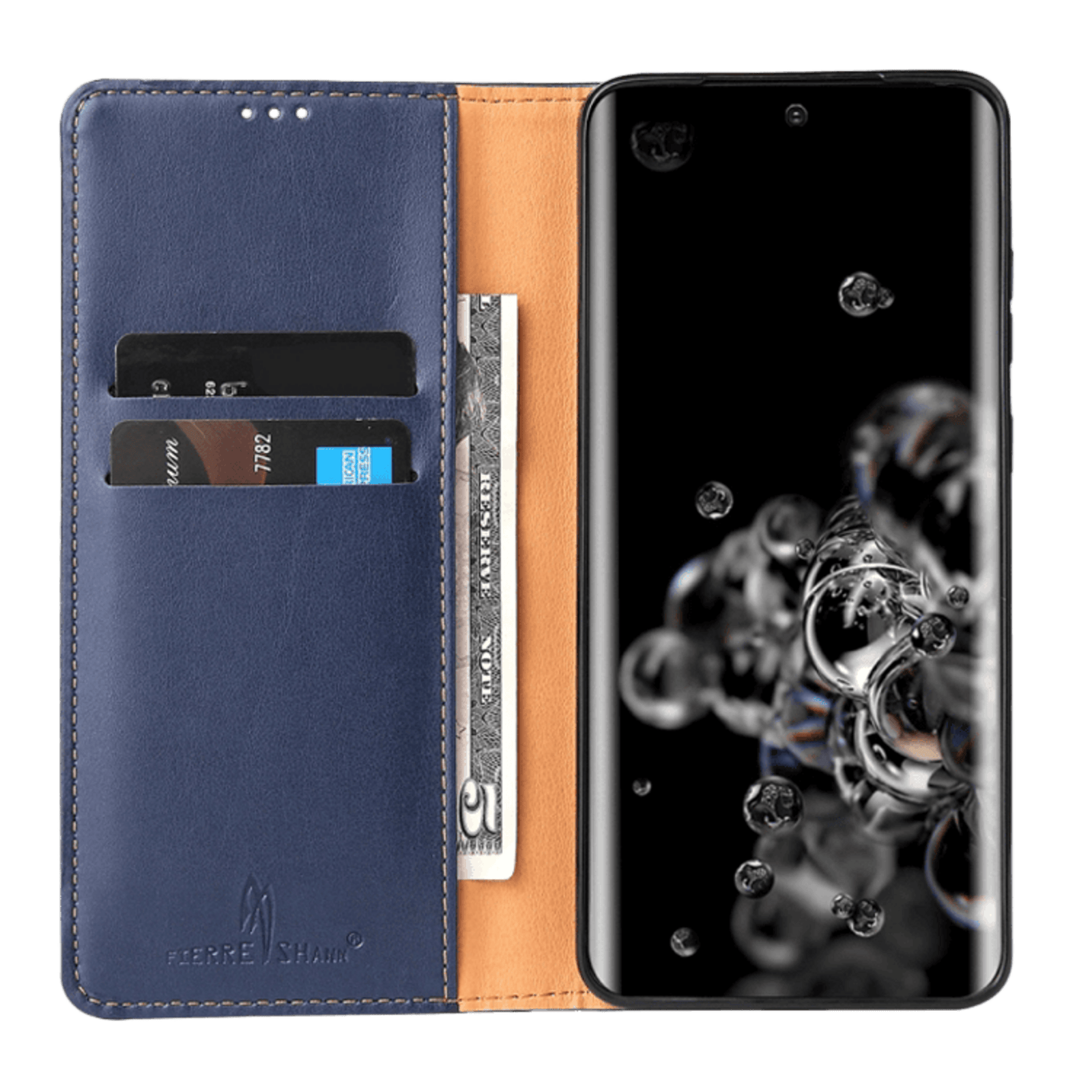 Fierre Shann Samsung Galaxy S20 Ultra Slim Wallet Hoesje Blauw