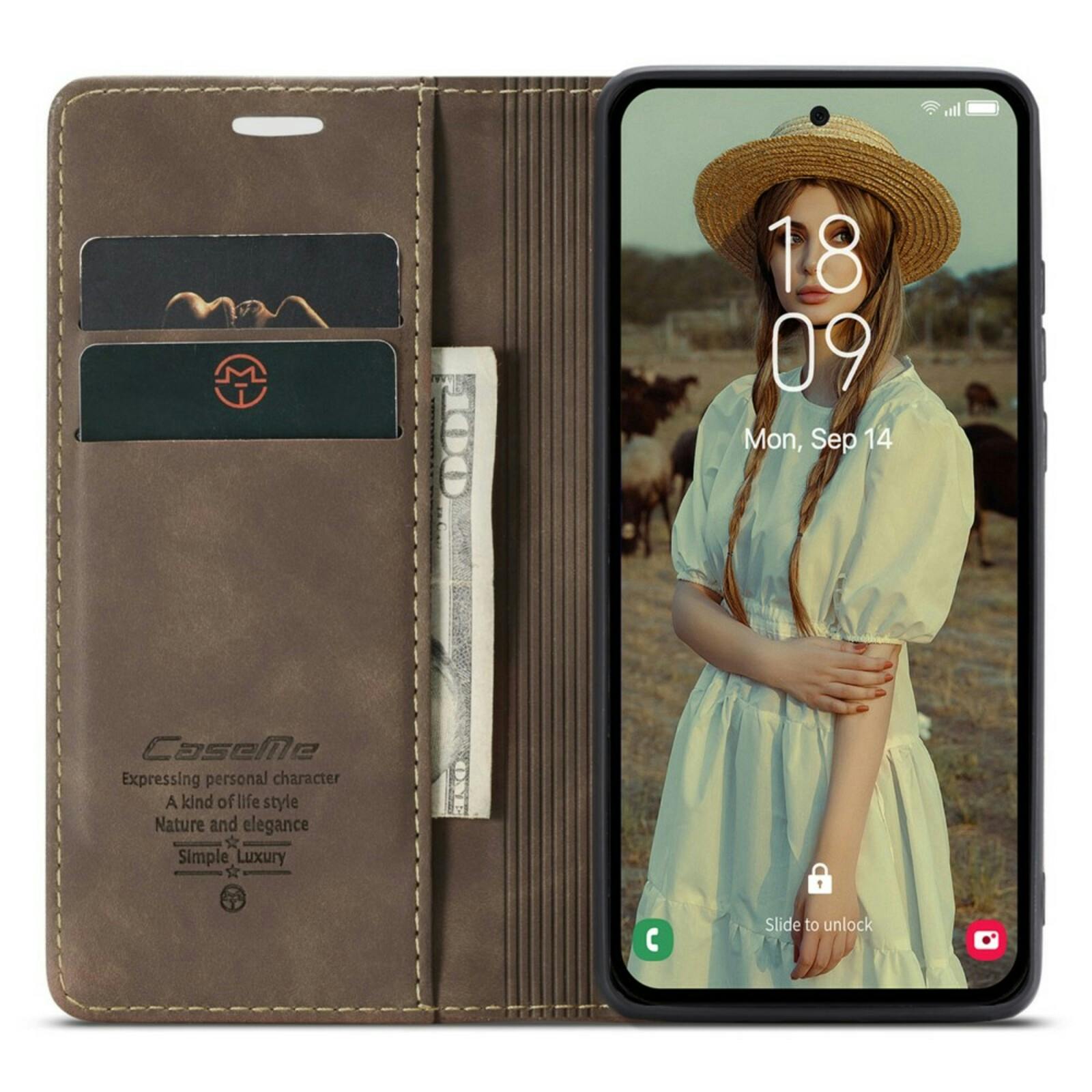 Caseme Samsung A55 Business Bookcase Hoesje Donkerbruin