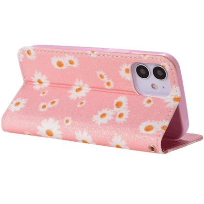 Comfycase iPhone 12 (Pro) Daisy Bookcase Hoesje Roze