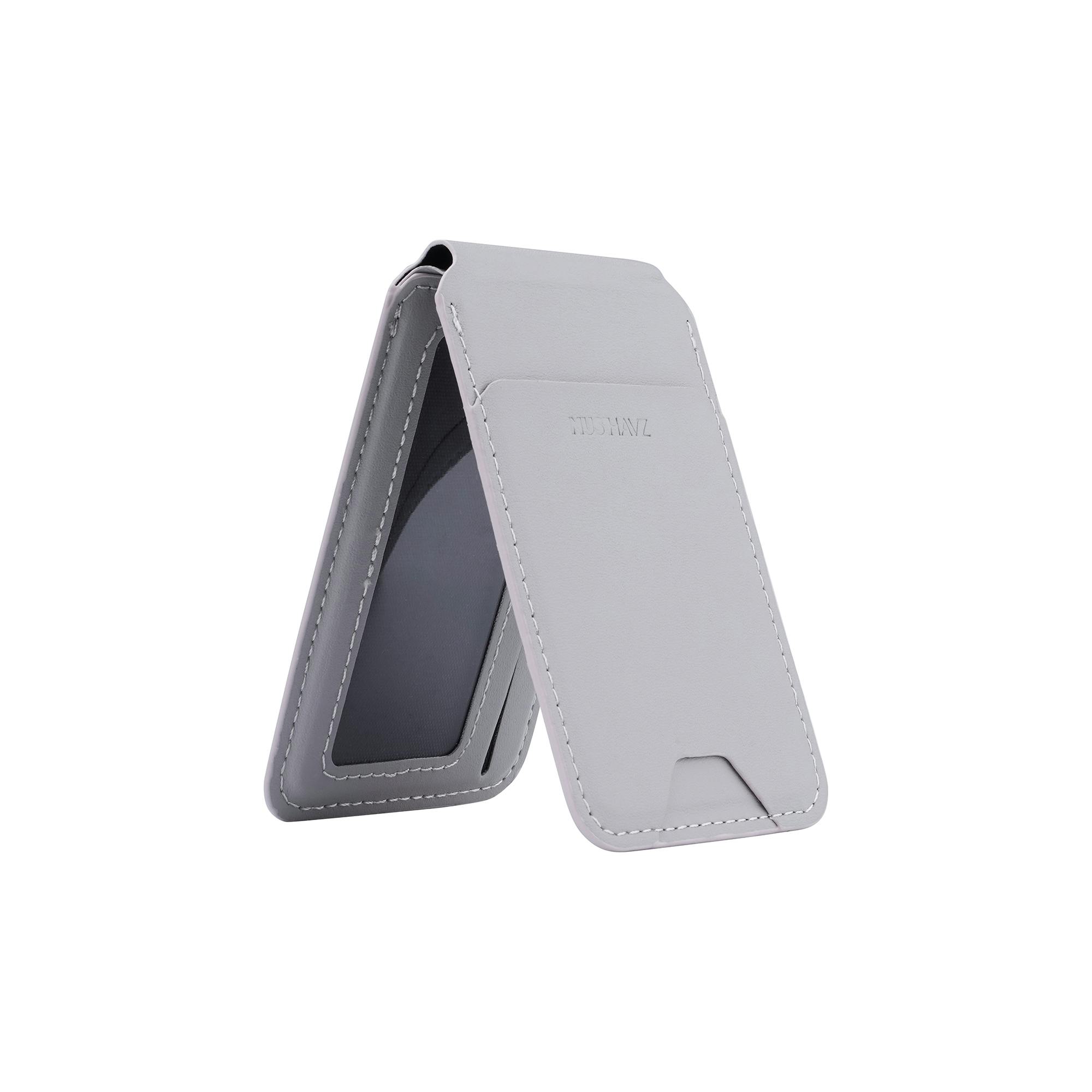 Musthavz MagSafe Vegan Leather Wallet Stand Grijs