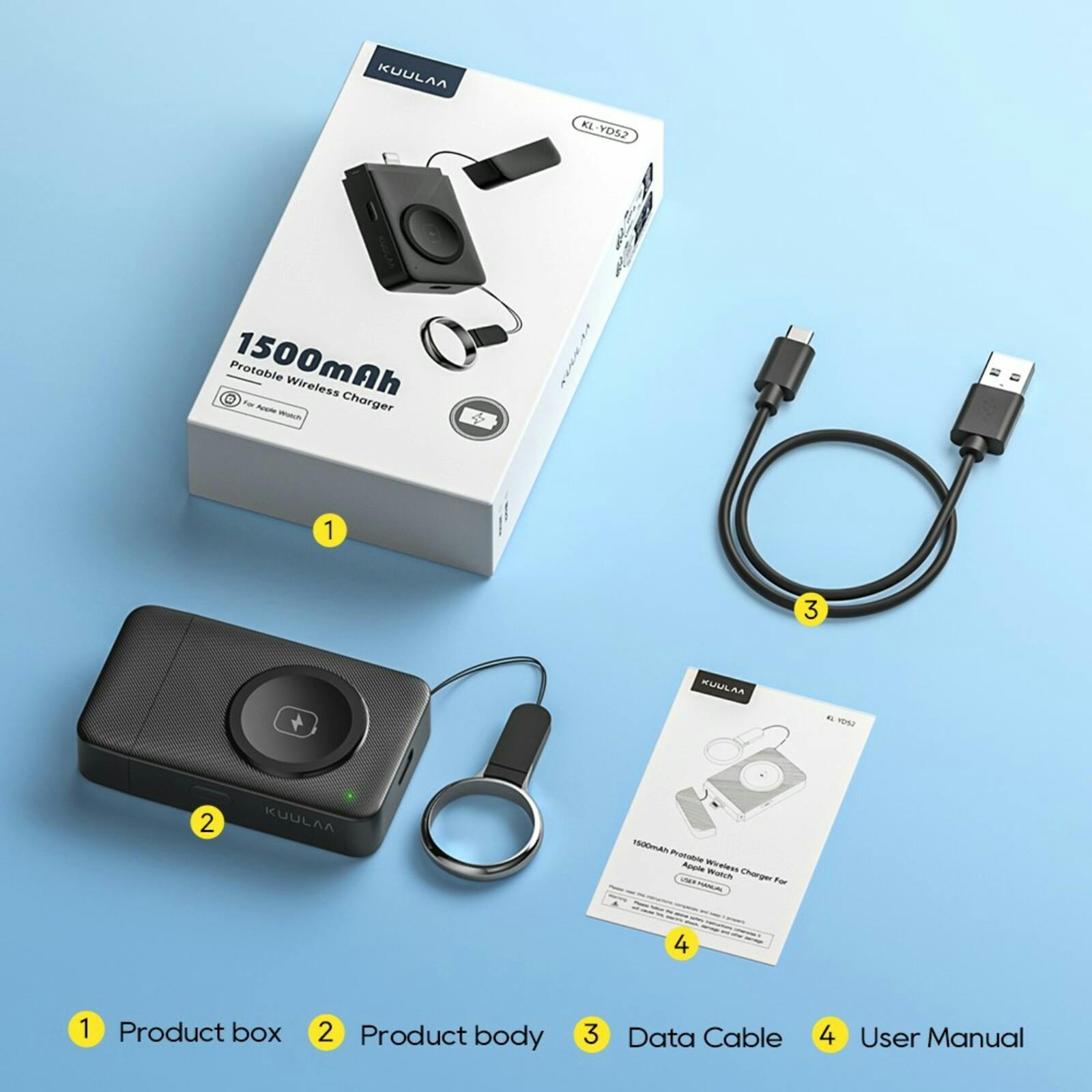 Kuulaa 1.500 mAh Wireless Apple Watch Charger Zwart