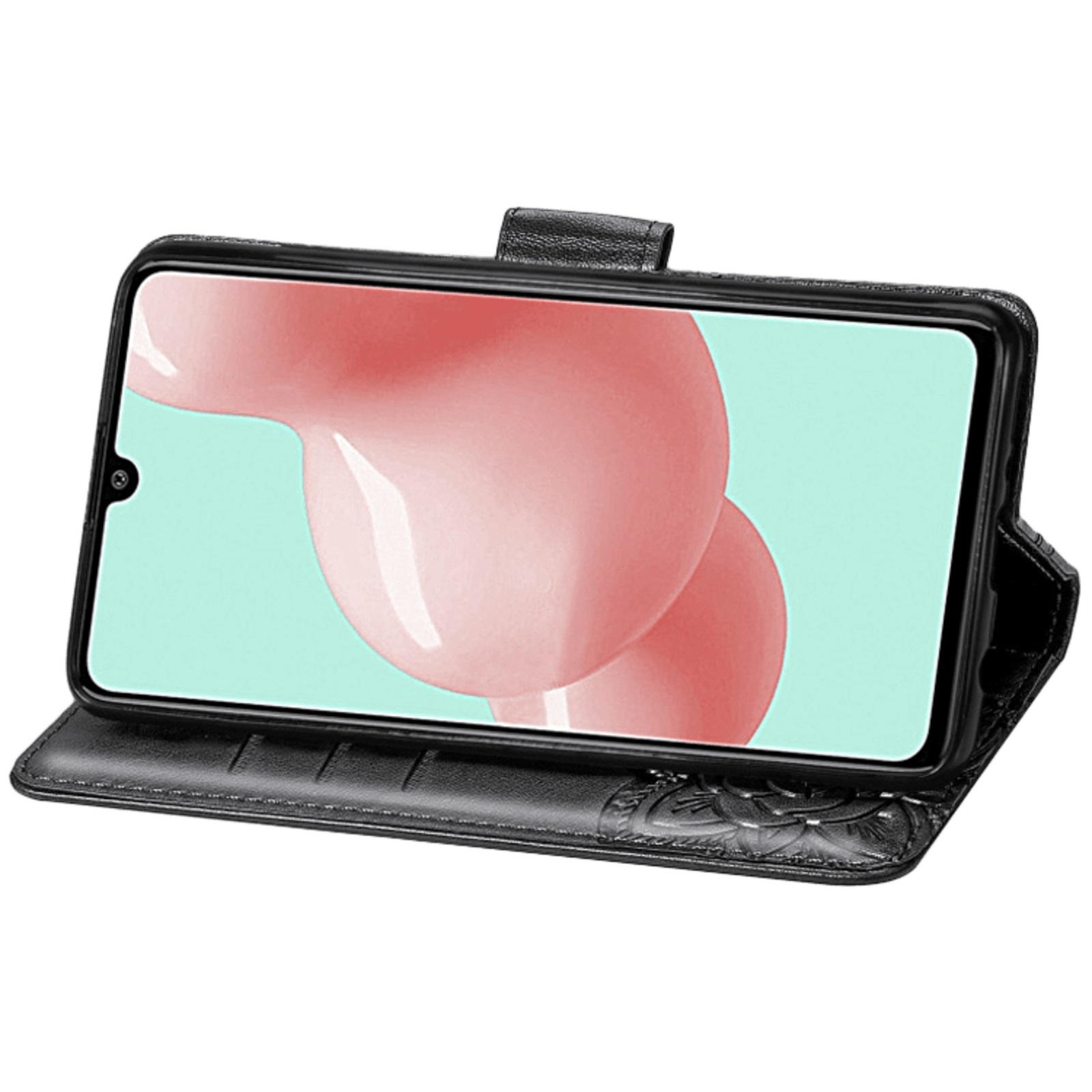 Comfycase Samsung Galaxy A41 Butterfly Booklet Telefoonhoesje Zwart