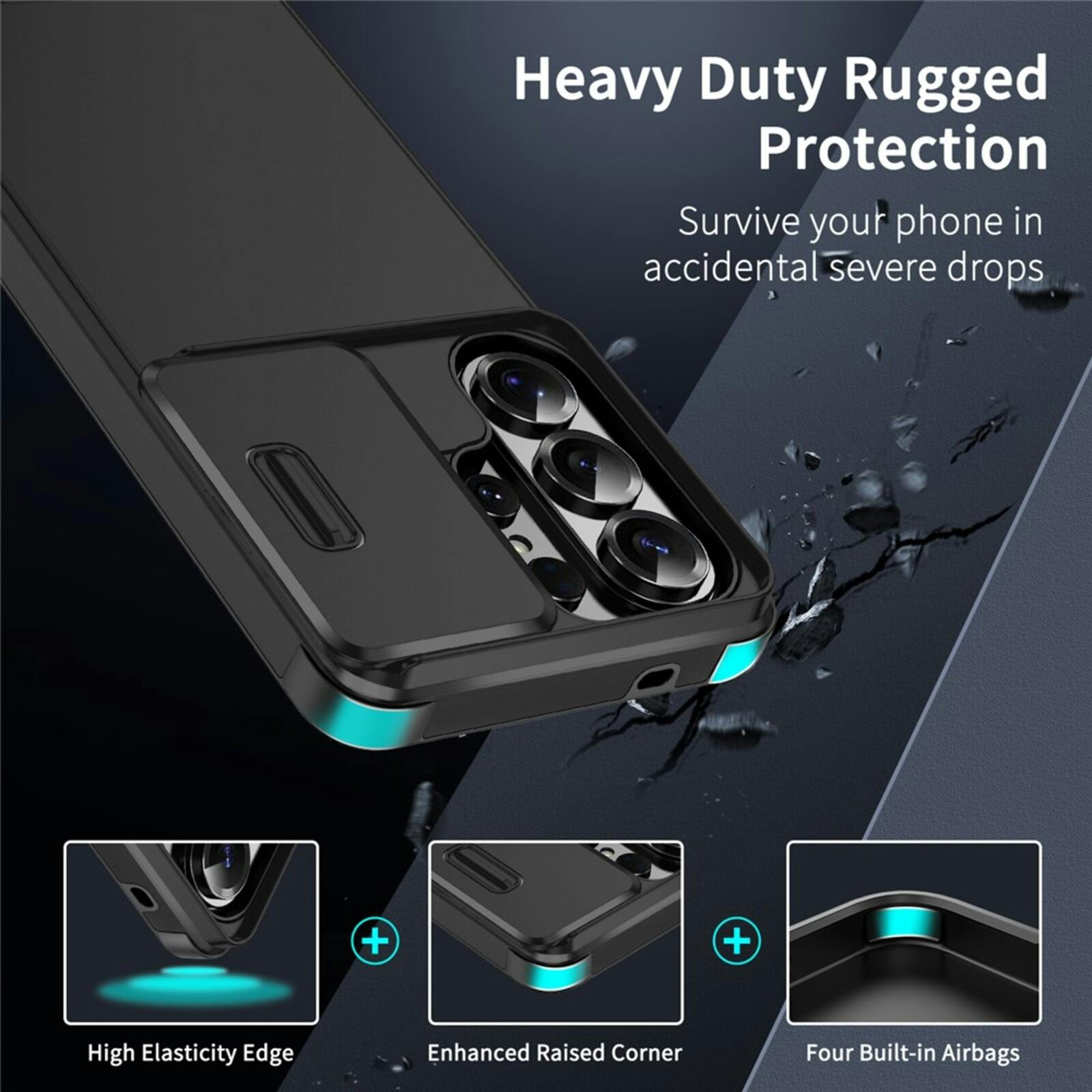 Comfycase Samsung Galaxy S26 Ultra Stevig Beschermhoesje met Camerabeschermer Zwart