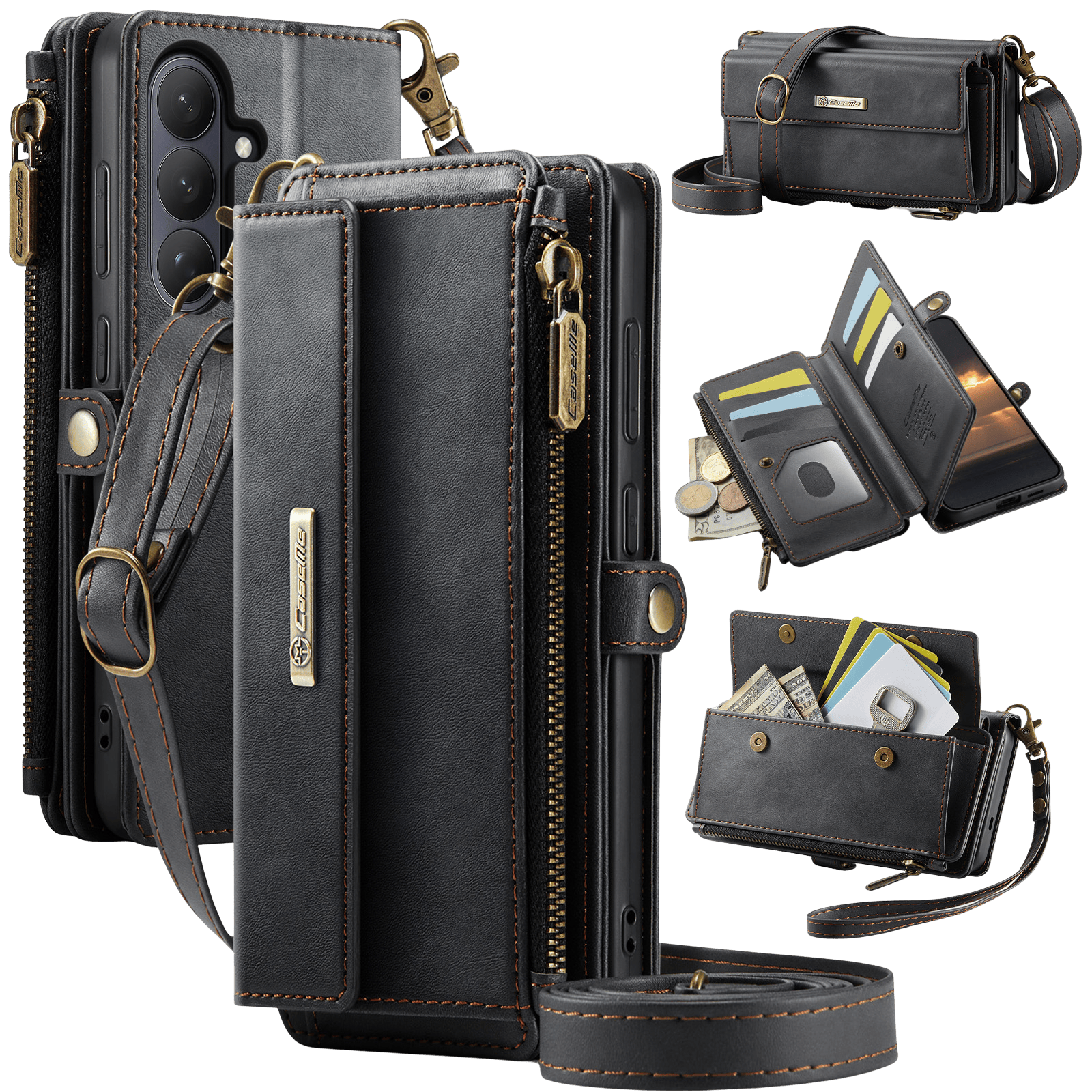 Caseme Samsung Galaxy S26 Luxe Alles-in-één Portemonnee Hoesje Zwart