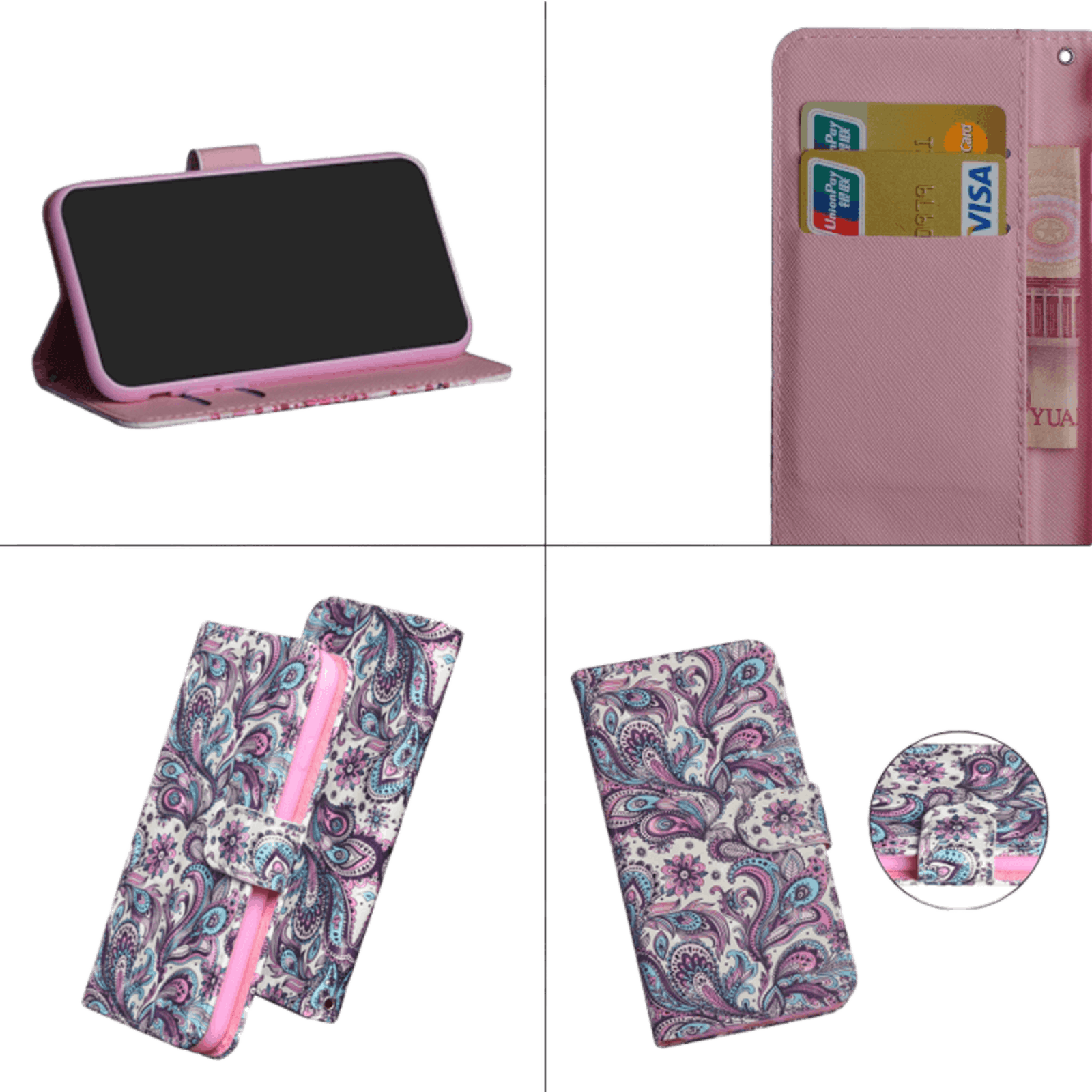 Mocaa Samsung Galaxy A41 Shiny Bookcase Design Meerkleurig