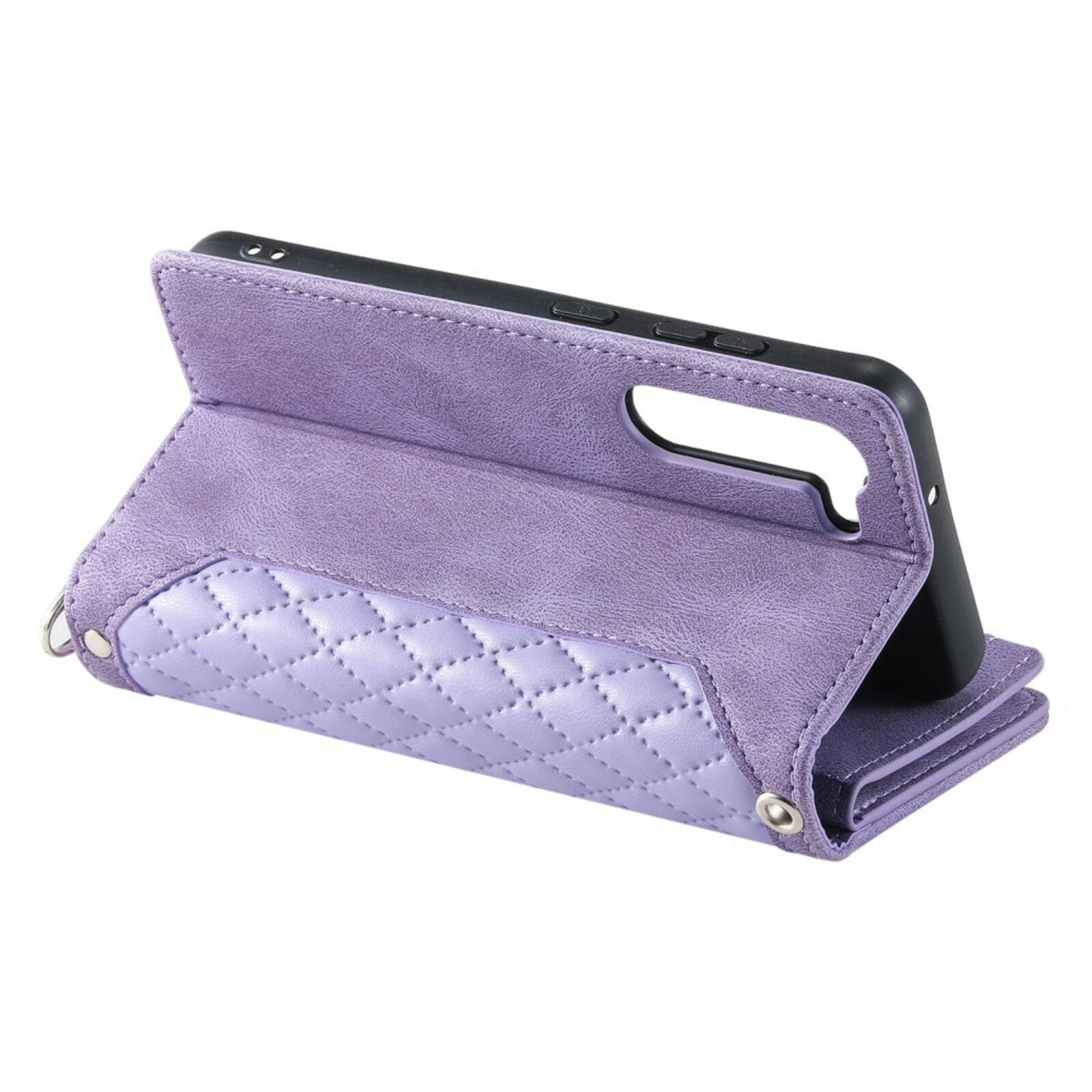 Comfycase Samsung Galaxy S23 Zipper Wallet Hoesje met Polskoord Paars