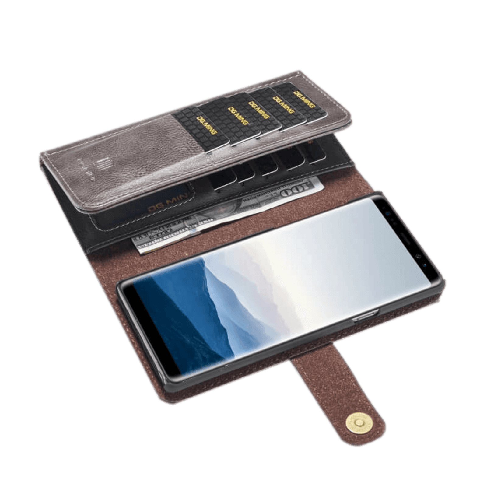 DG.MING Samsung Galaxy S10 Plus Lederen 2-in-1 Portemonnee en Hoesje Grijs