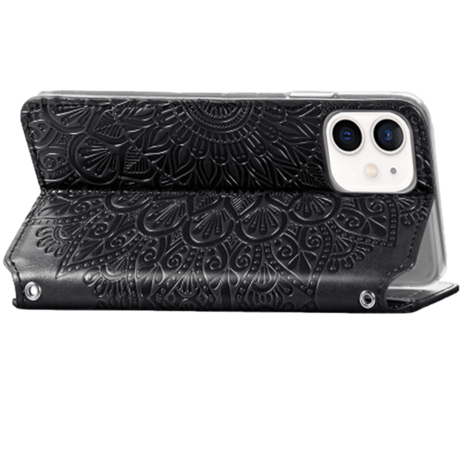 Mocaa iPhone 12 (Pro) Designz Magnetic Mandala Wallet Case Zwart
