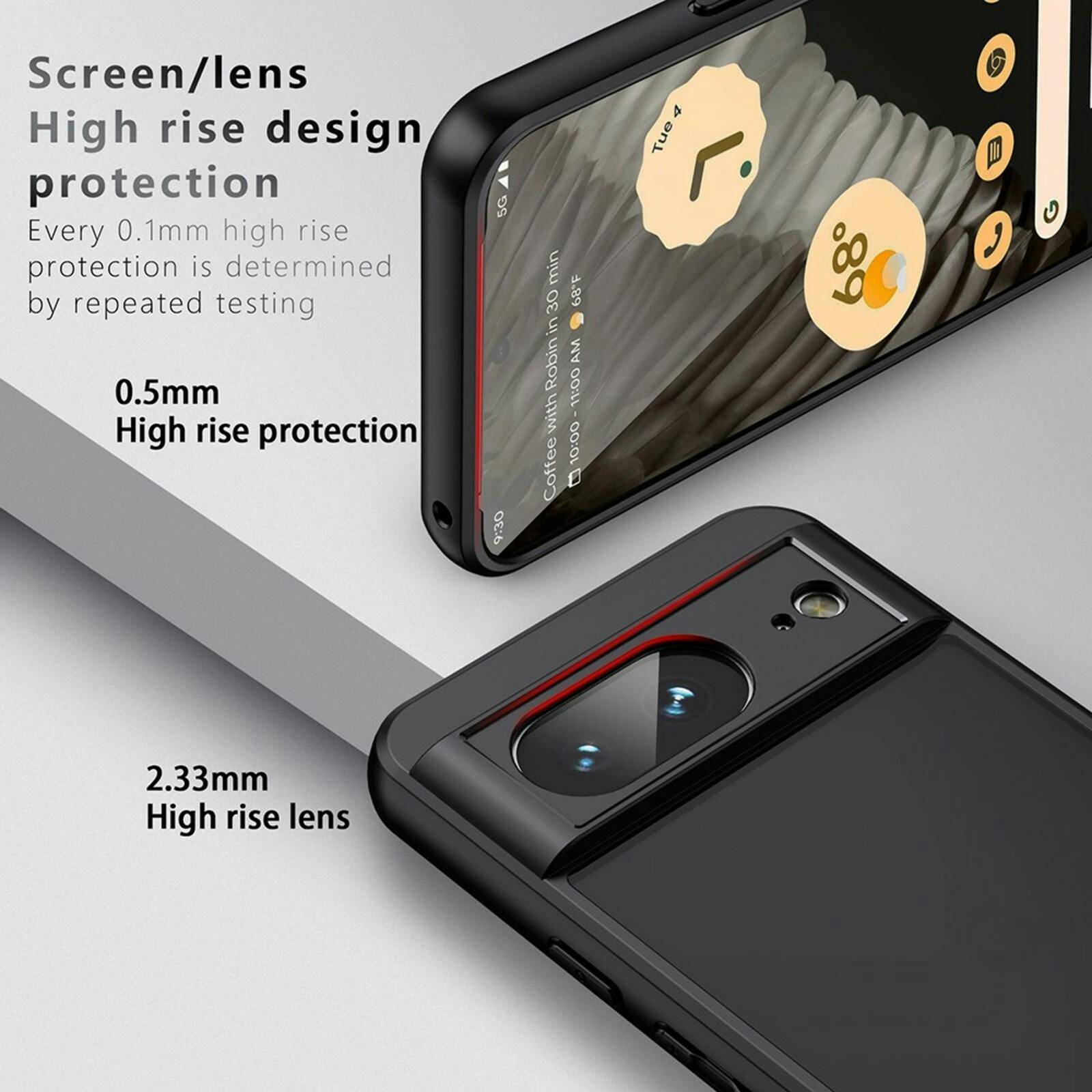 CaseBody Google Pixel 8a Airbag Schokbestendig Hoesje Zwart